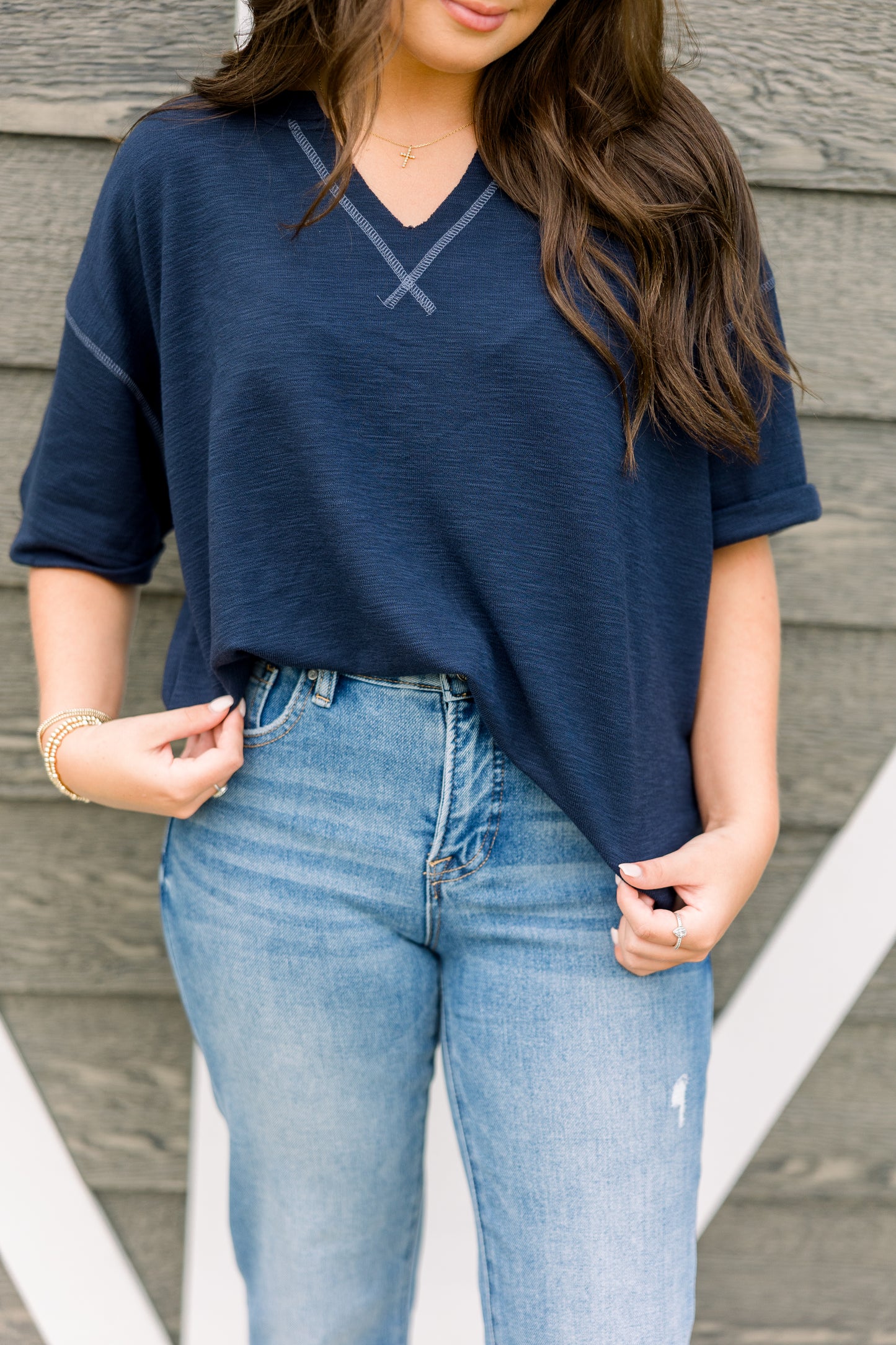 Navy Notch Tee