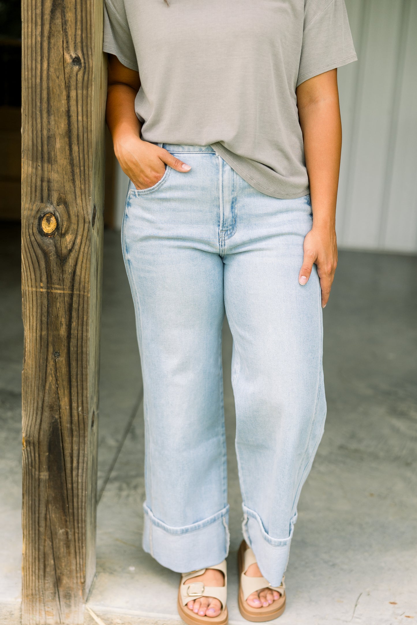 Grey Ribbed Tee