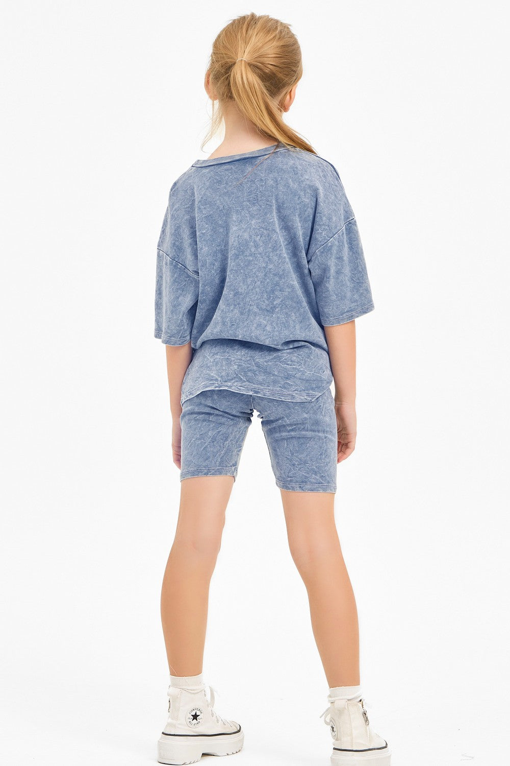 Blue Biker Short Set-K