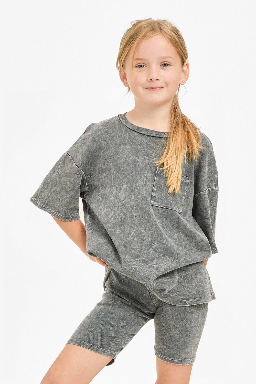 Charcoal Biker Short Set-K