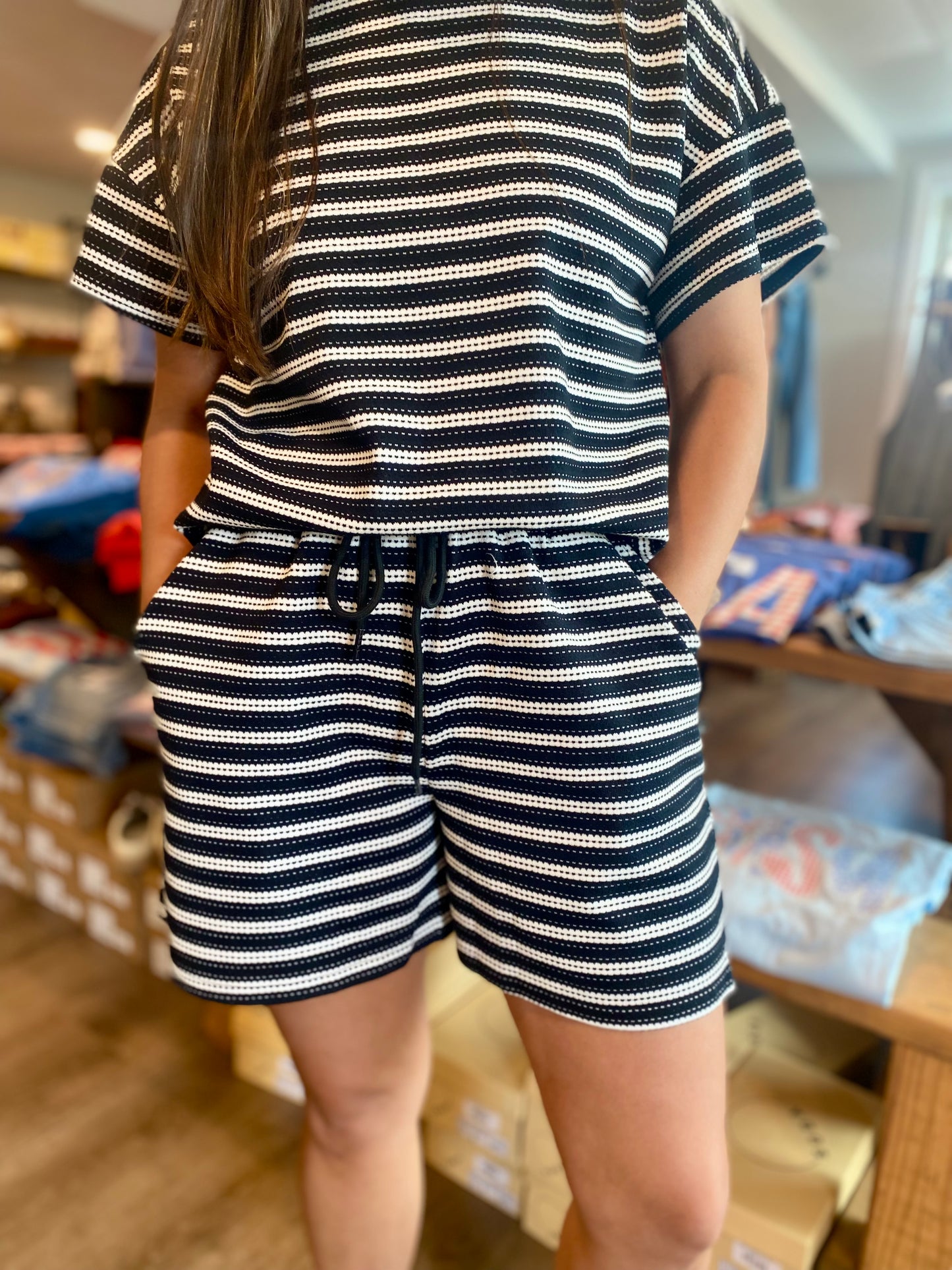 Black/Ivory Striped Set
