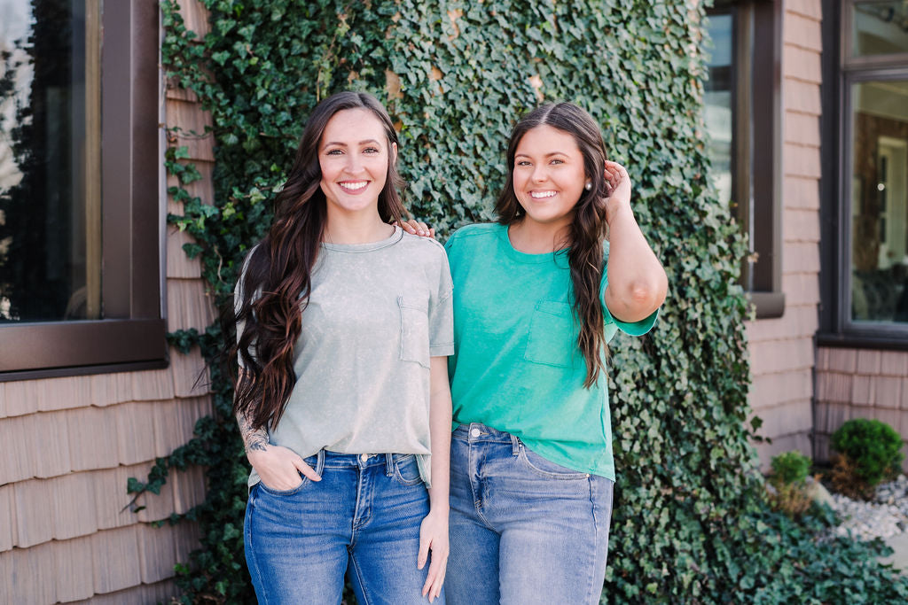 Vintage Washed Pocket Tee, Emerald