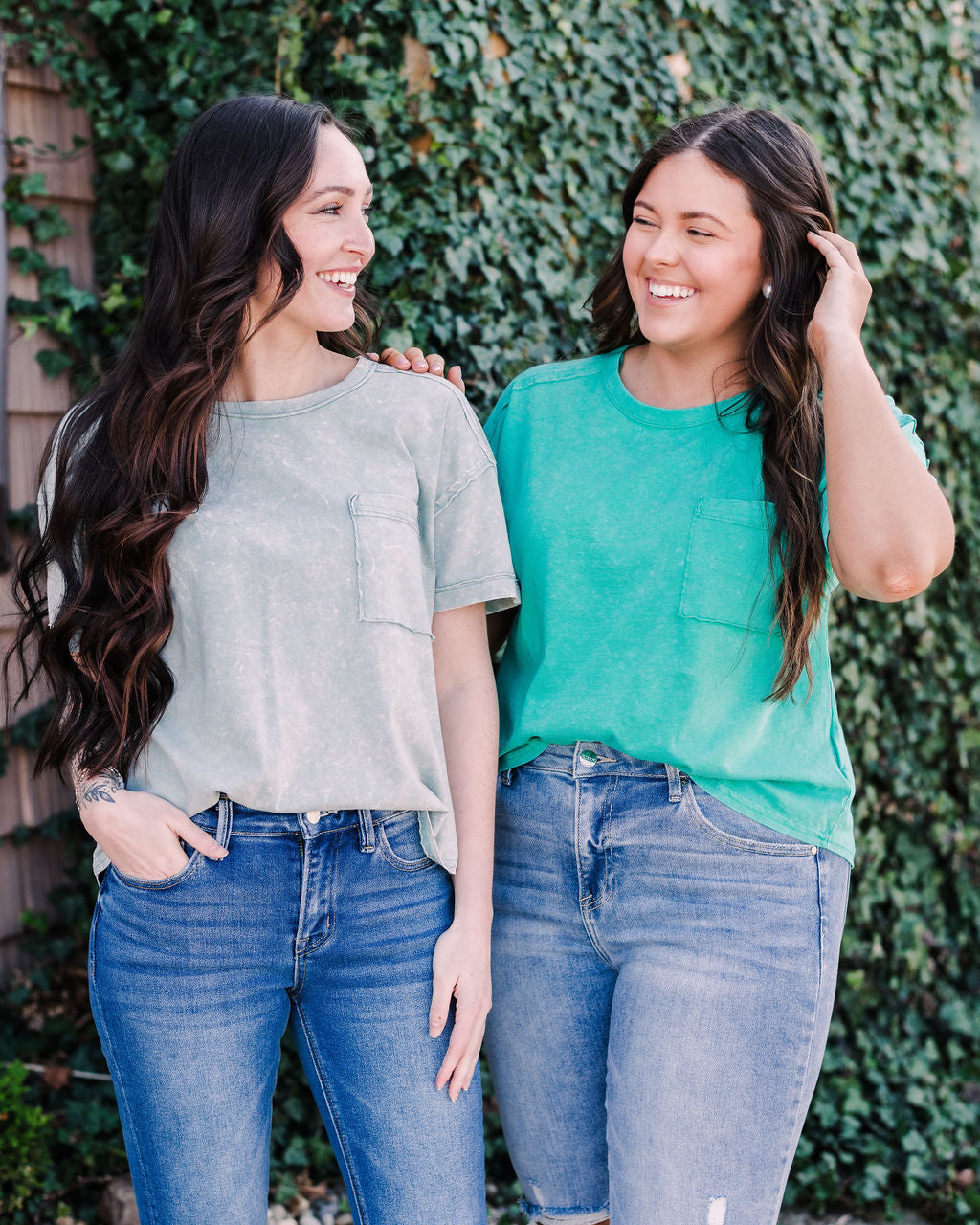 Vintage Washed Pocket Tee- Light Sage
