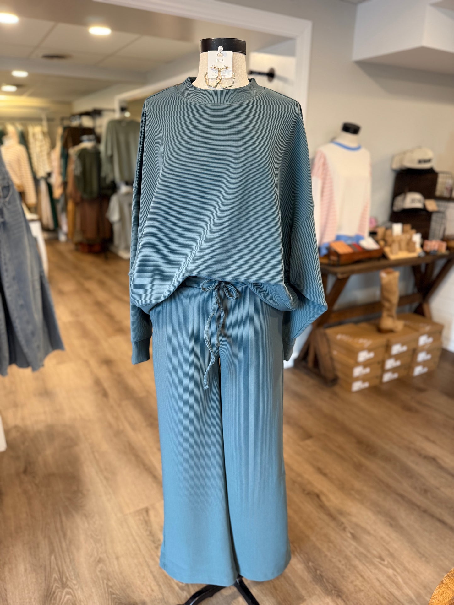 Blue Ribbed Lounge Set