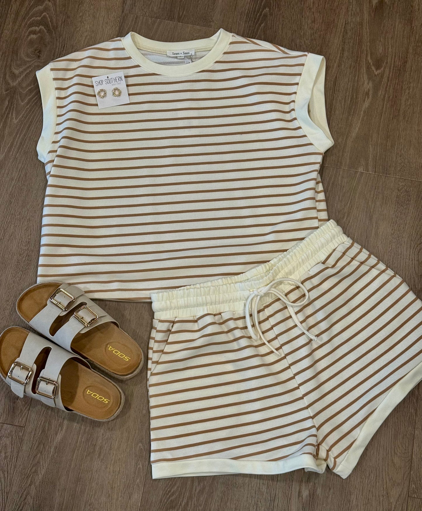 Taupe Striped Set