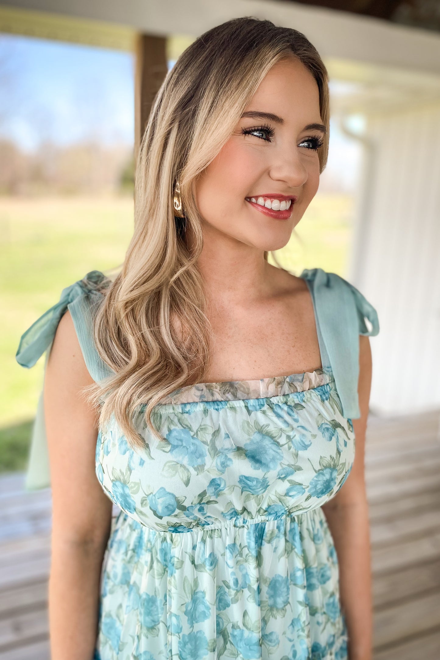 Sage Floral Tiered Maxi