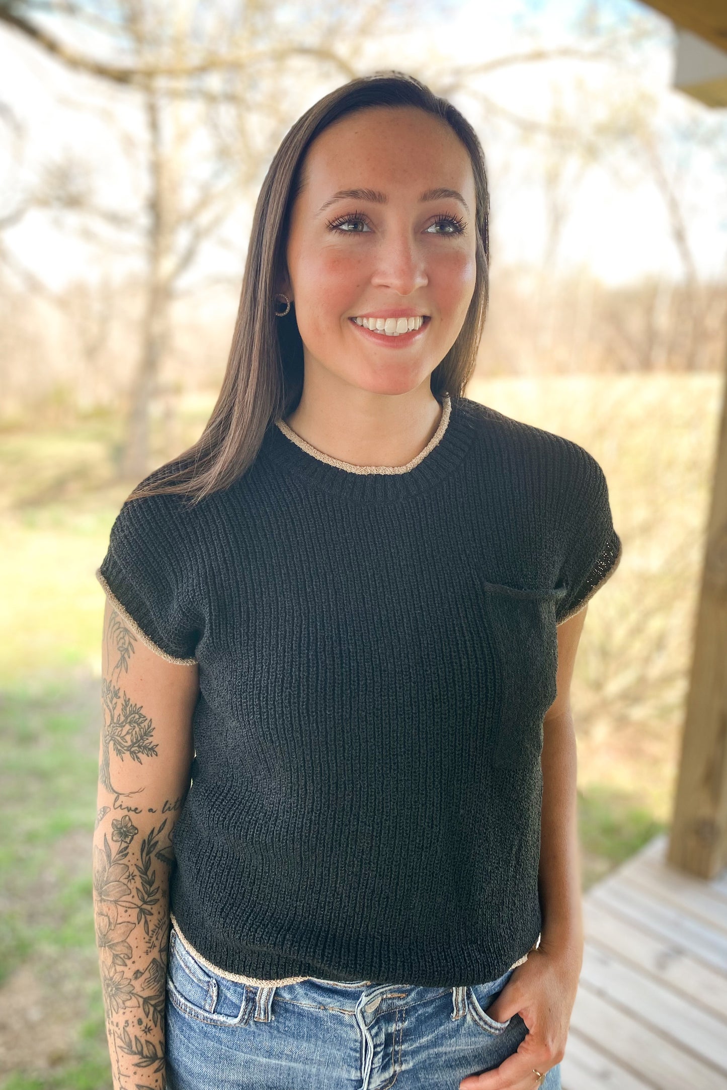 Contrast Trim Sweater Tee