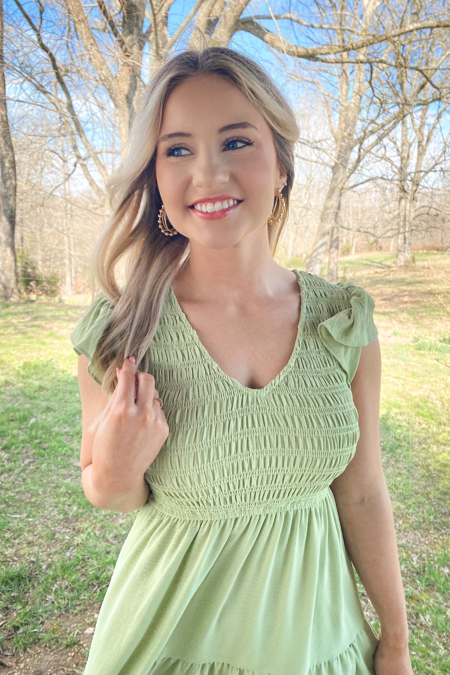 Sage Smocked Dress