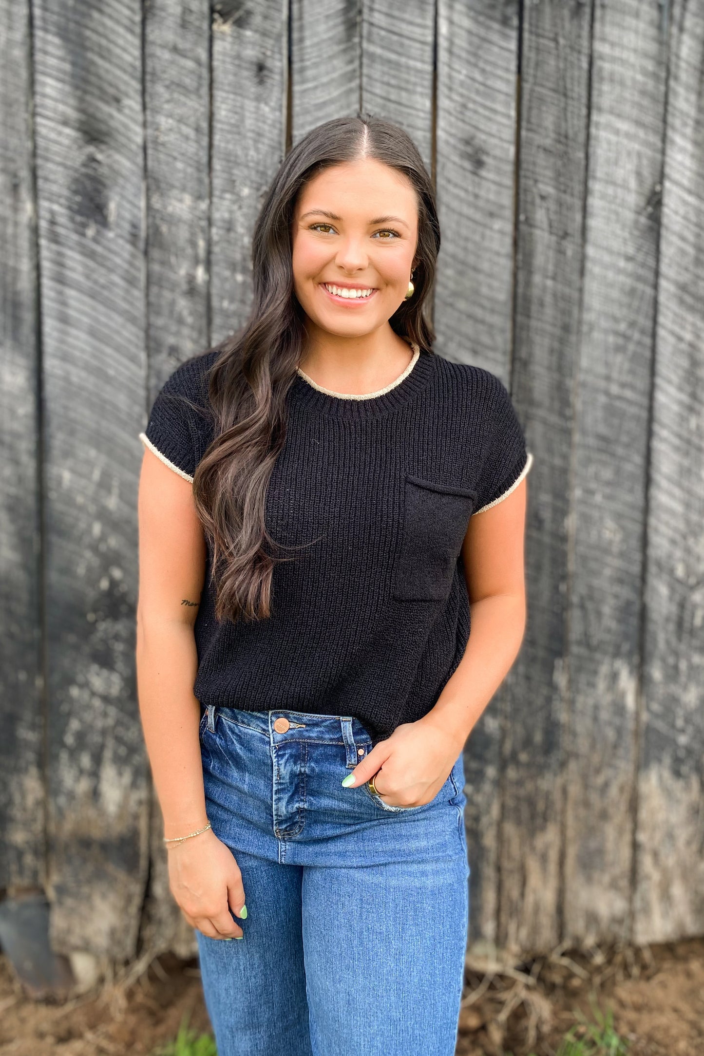 Contrast Trim Sweater Tee