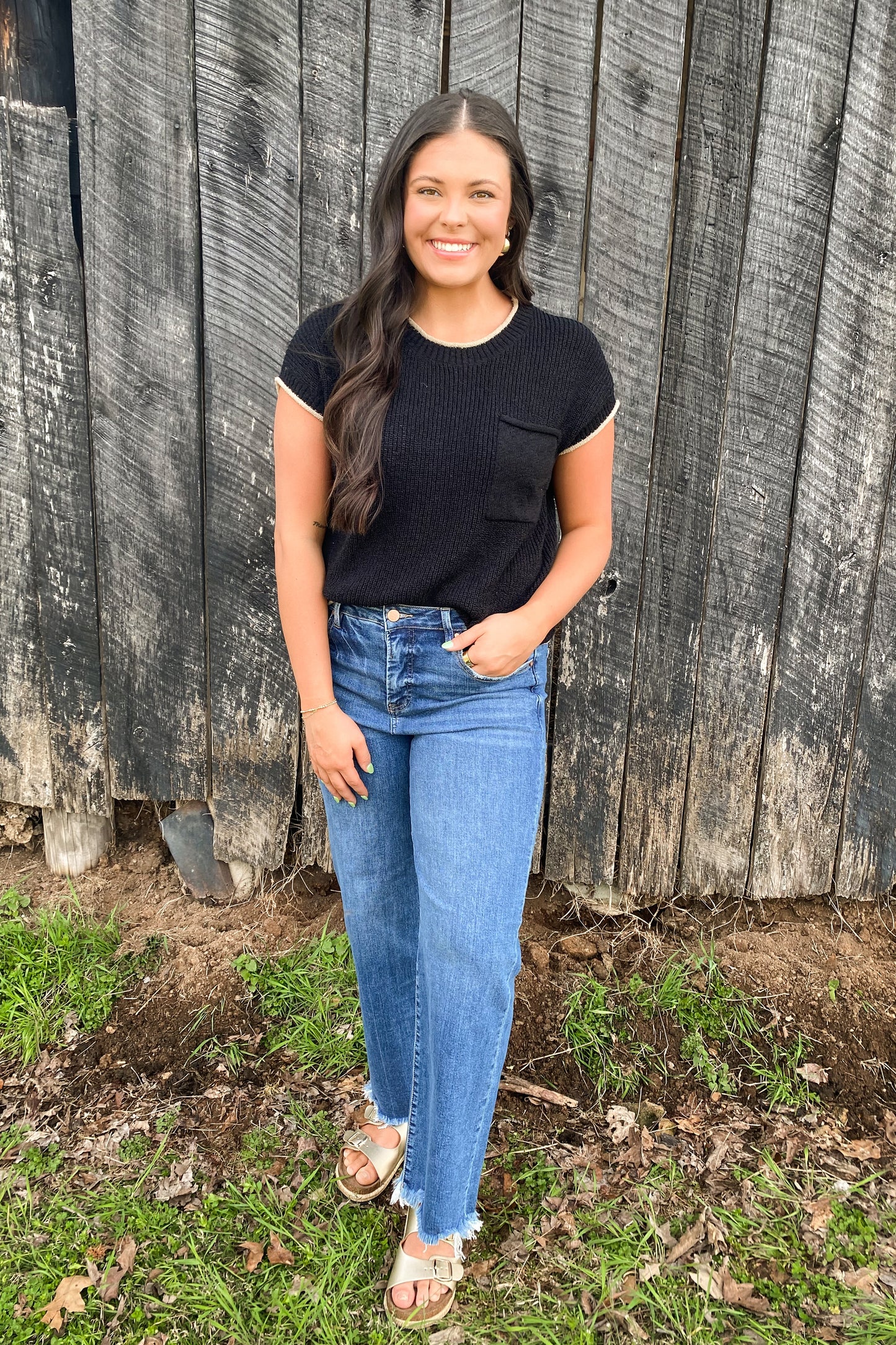 Contrast Trim Sweater Tee