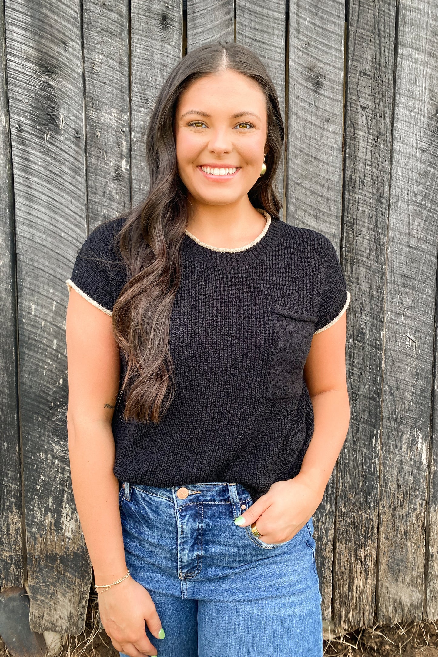 Contrast Trim Sweater Tee