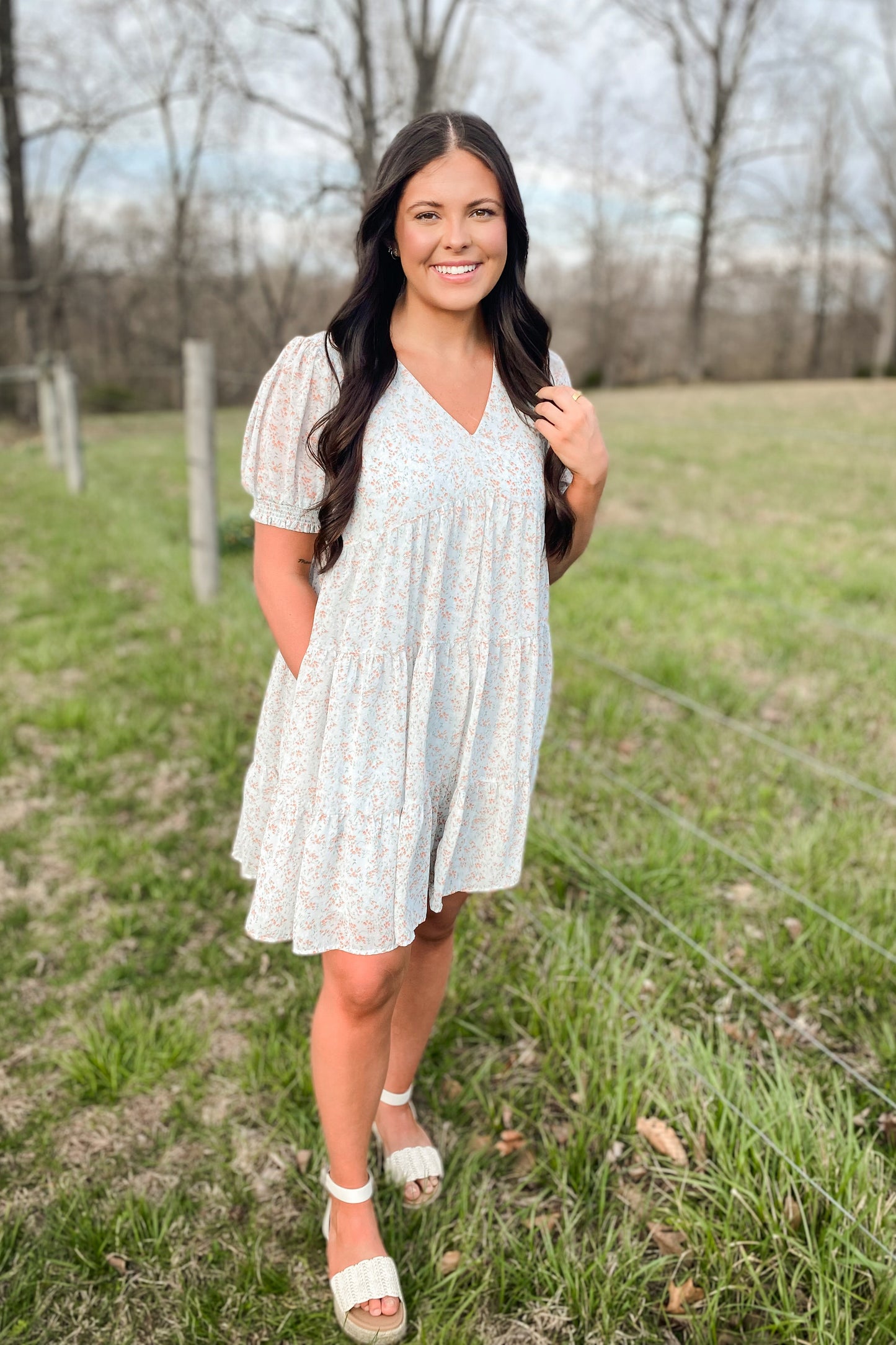 Baby Blue Floral Dress