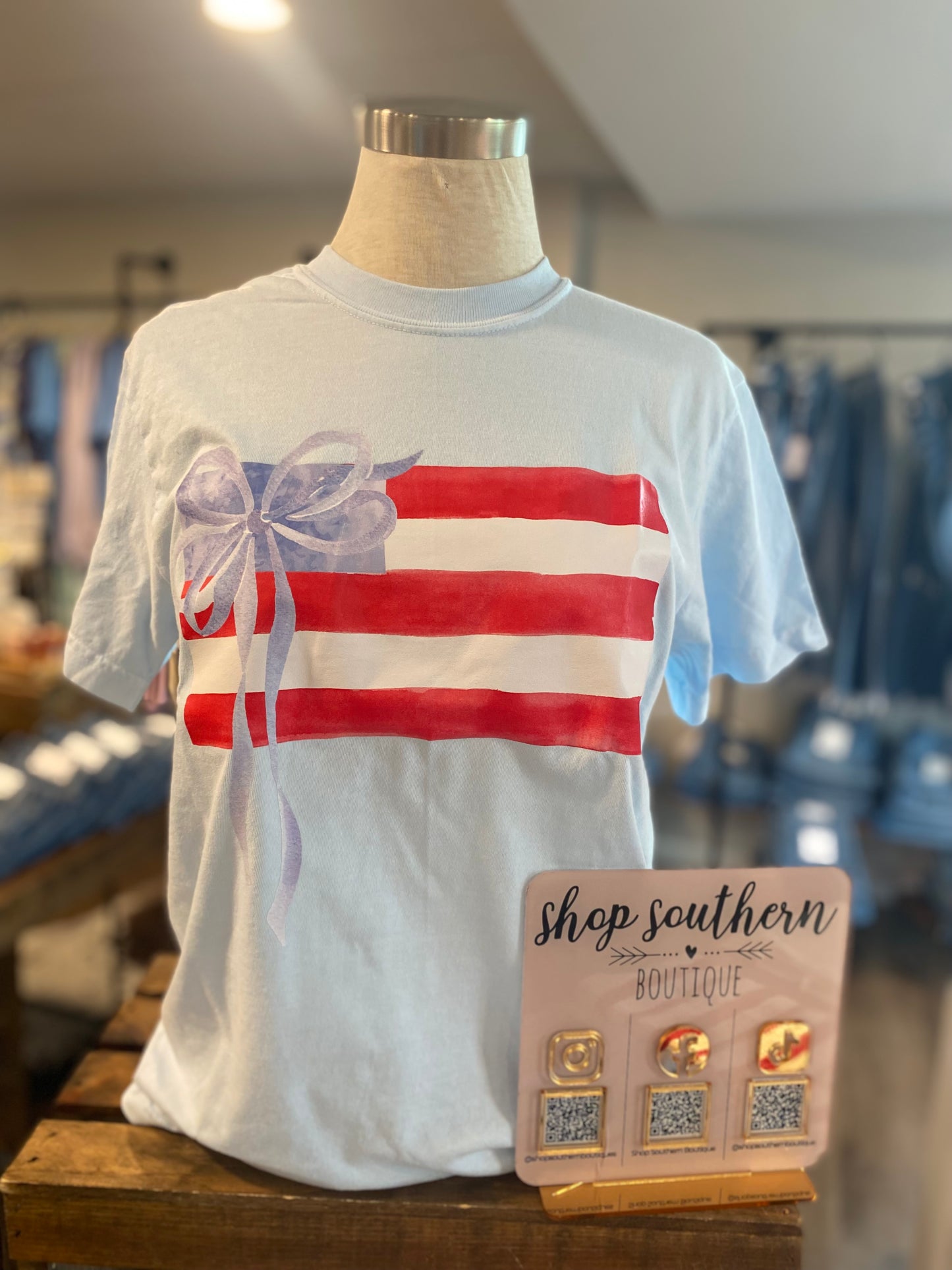 American Flag Bow Tee