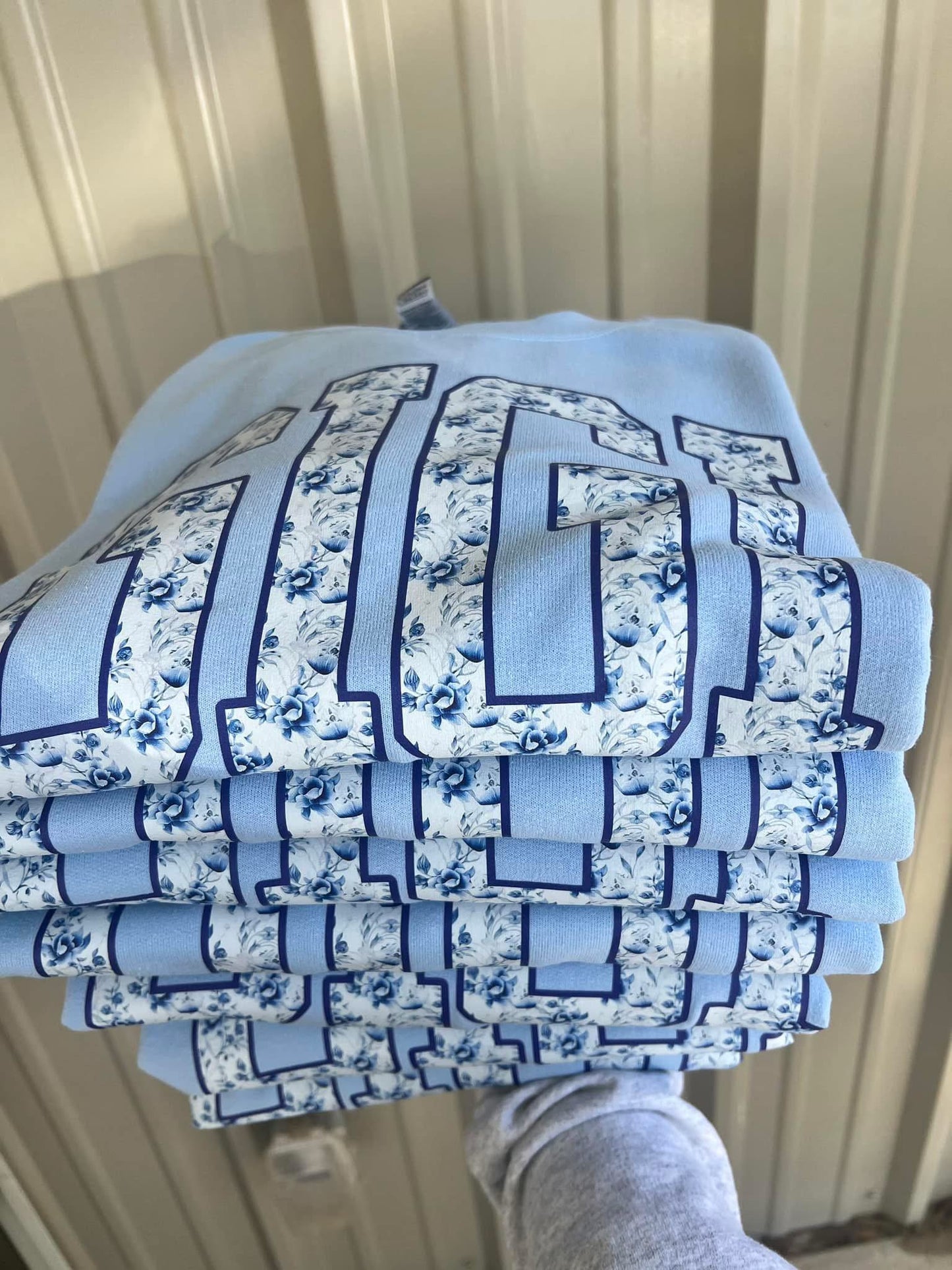 CUSTOM BLUE FLORAL TEE- PREORDER