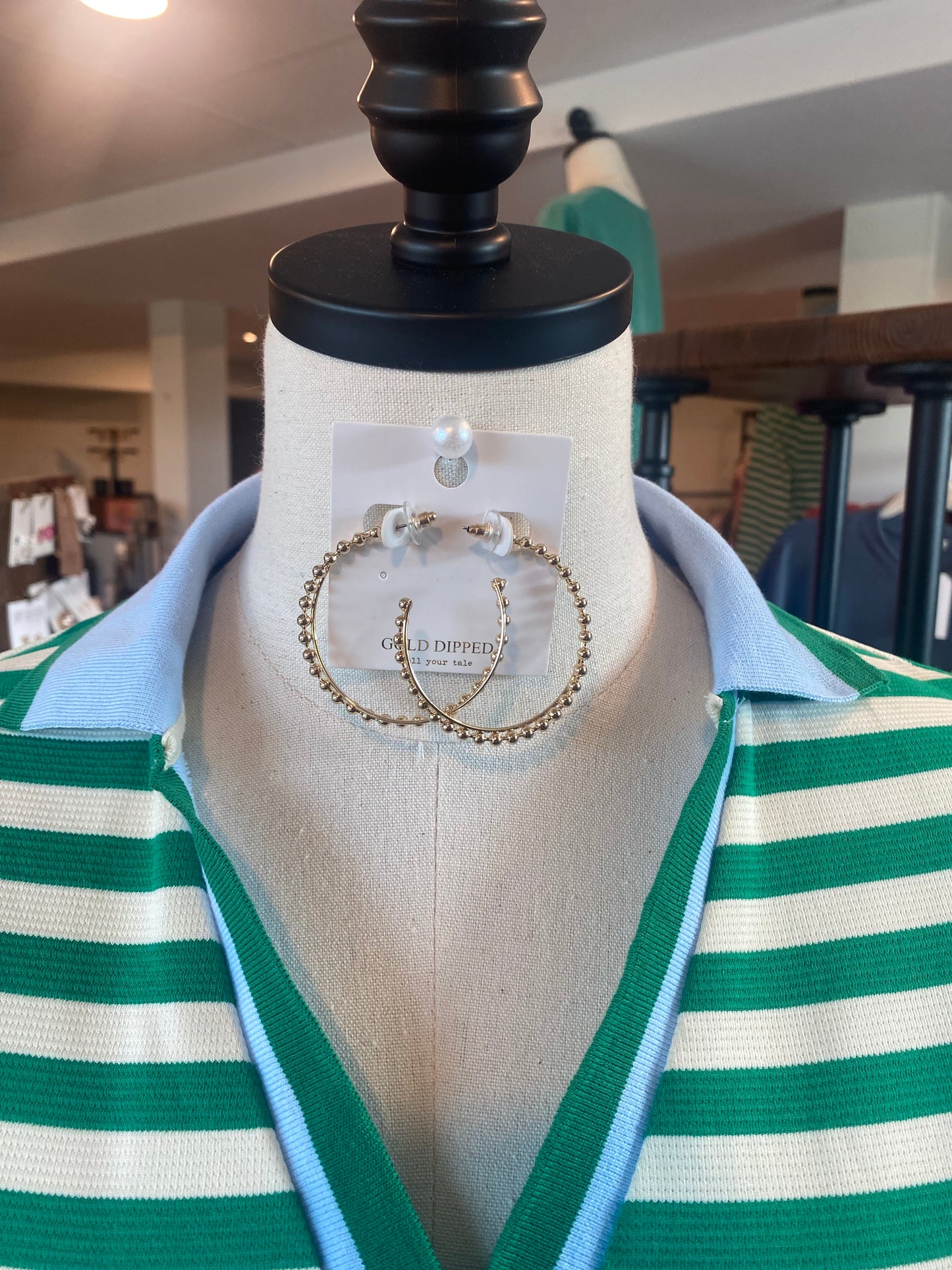 V-Neck Green Stripe Dress
