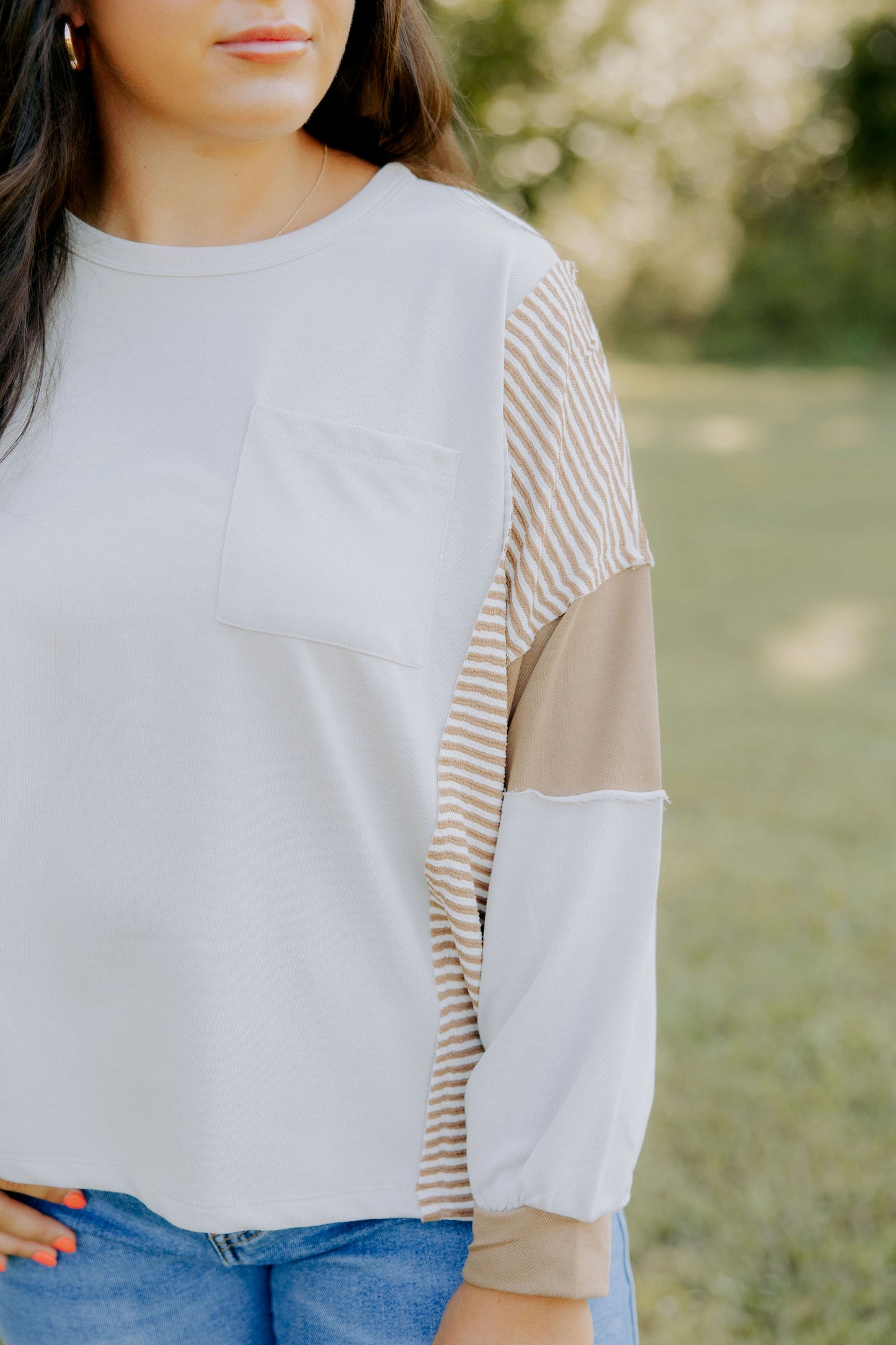 Taupe Multi Stripe Top