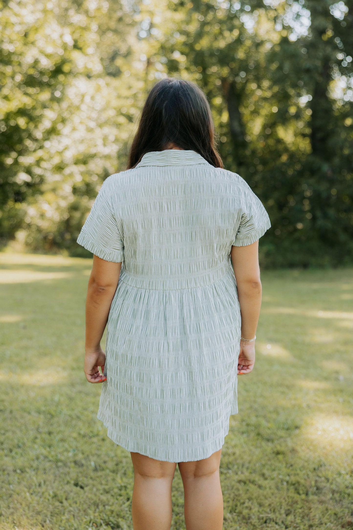 Olive Striped Button Down Dress