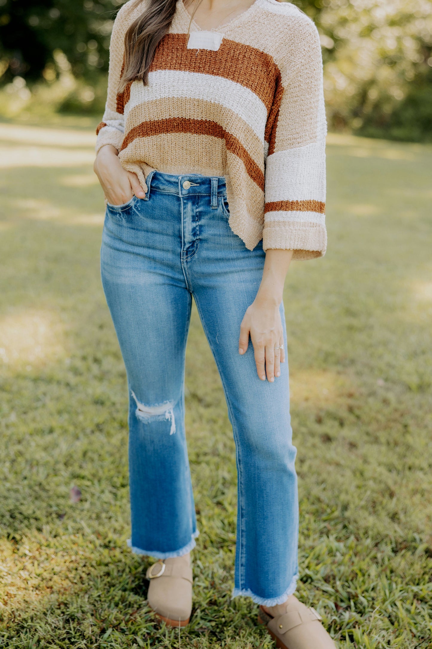 Brown Stripe Knit Top