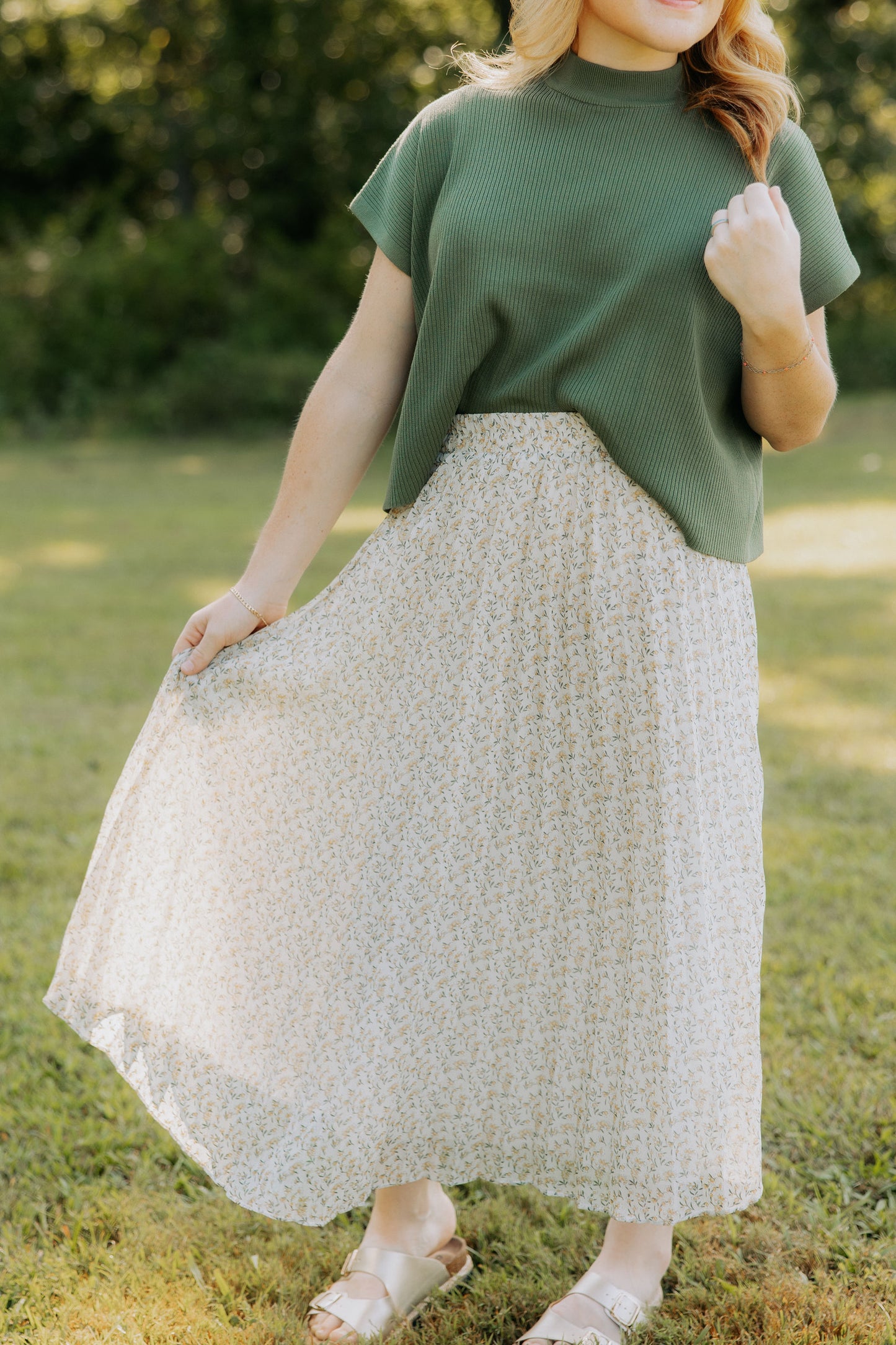 Sage Ribbed Mock Neck Top