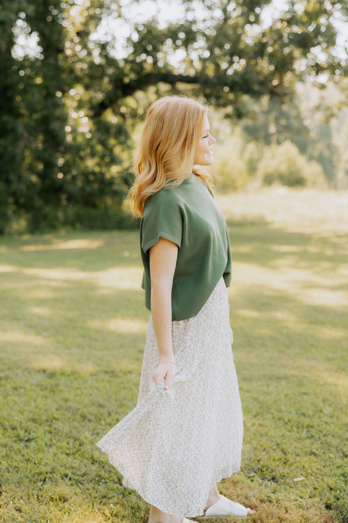 Sage Ribbed Mock Neck Top