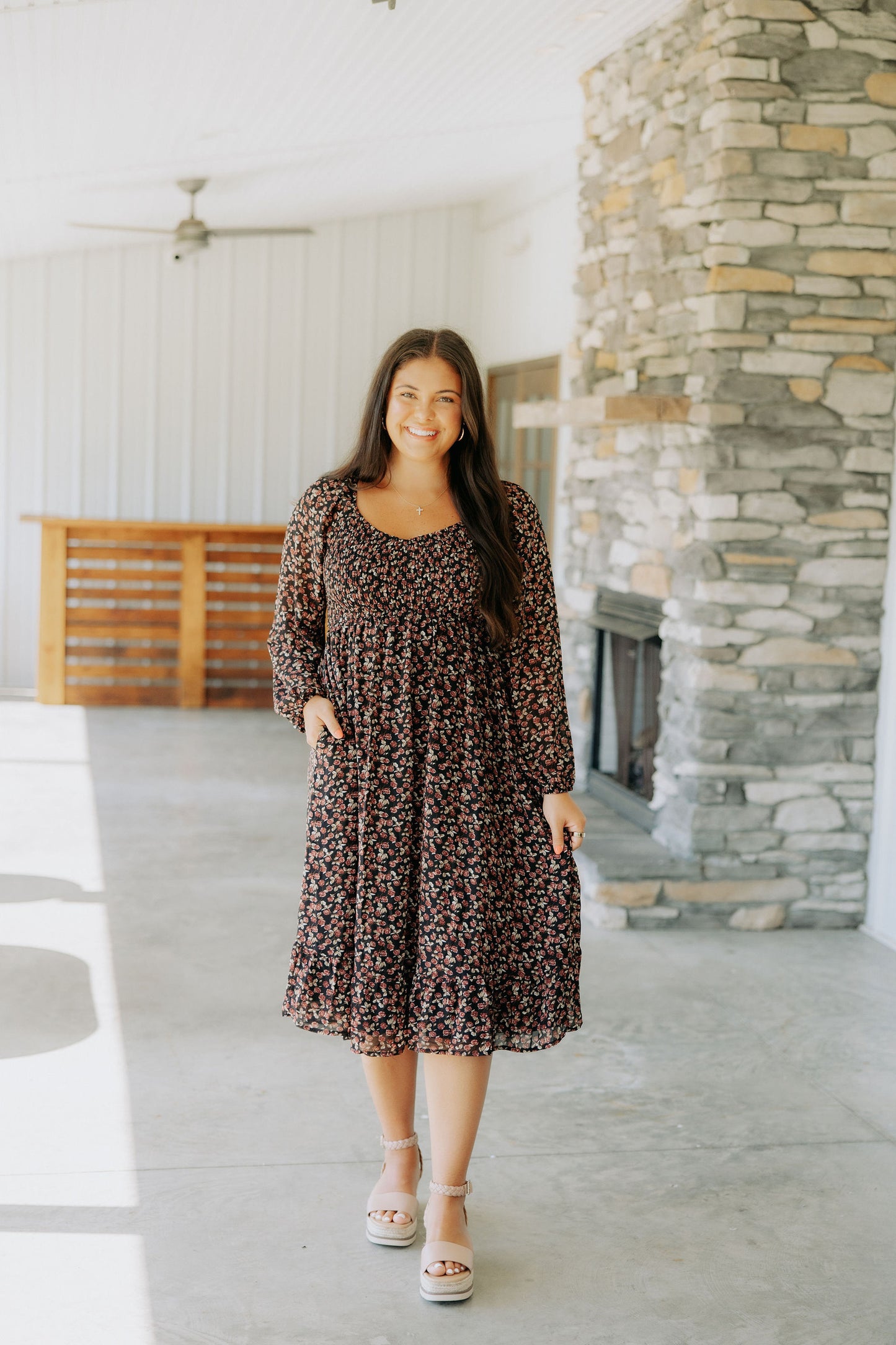 Black Vintage Floral Dress