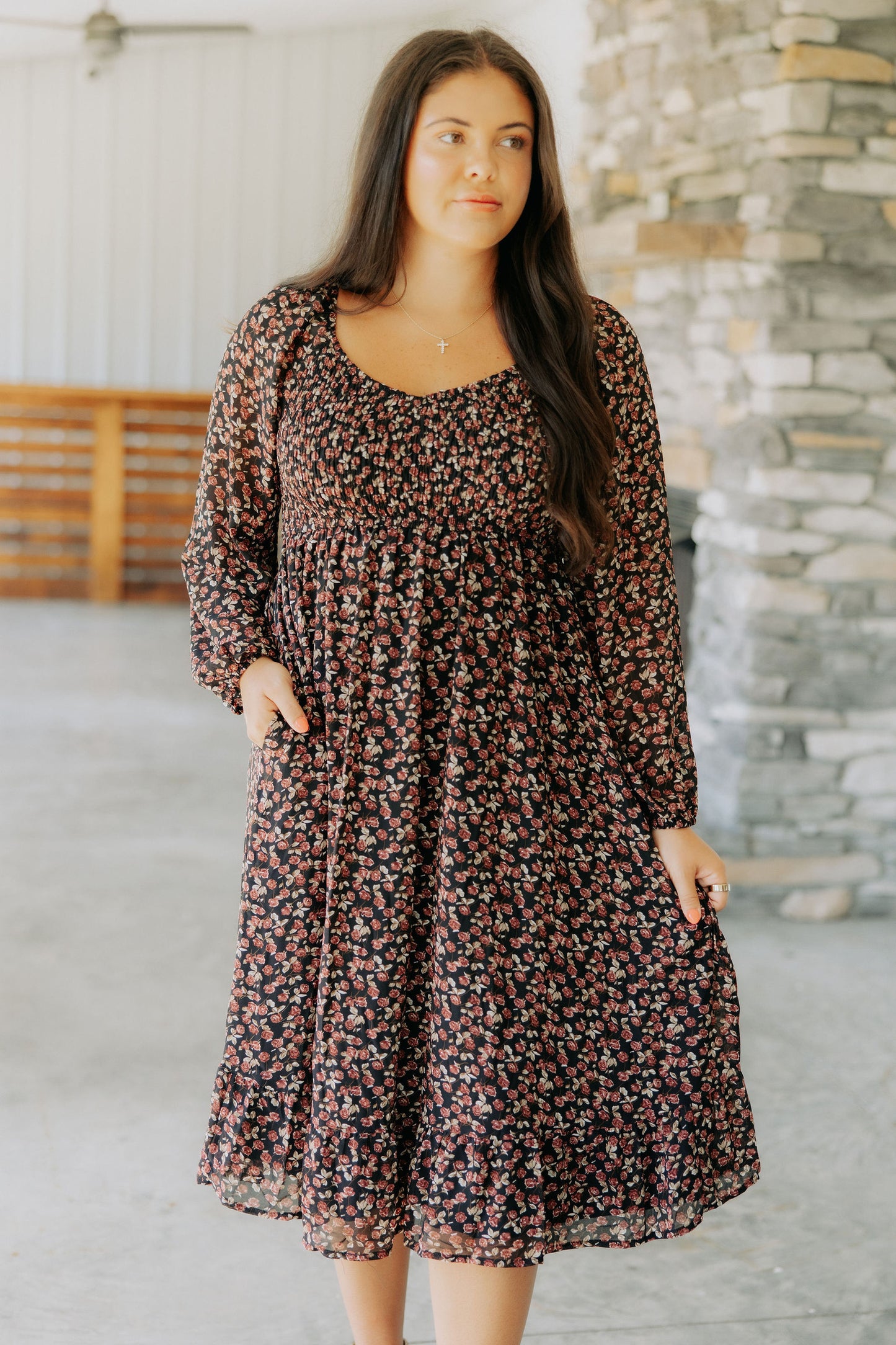 Black Vintage Floral Dress