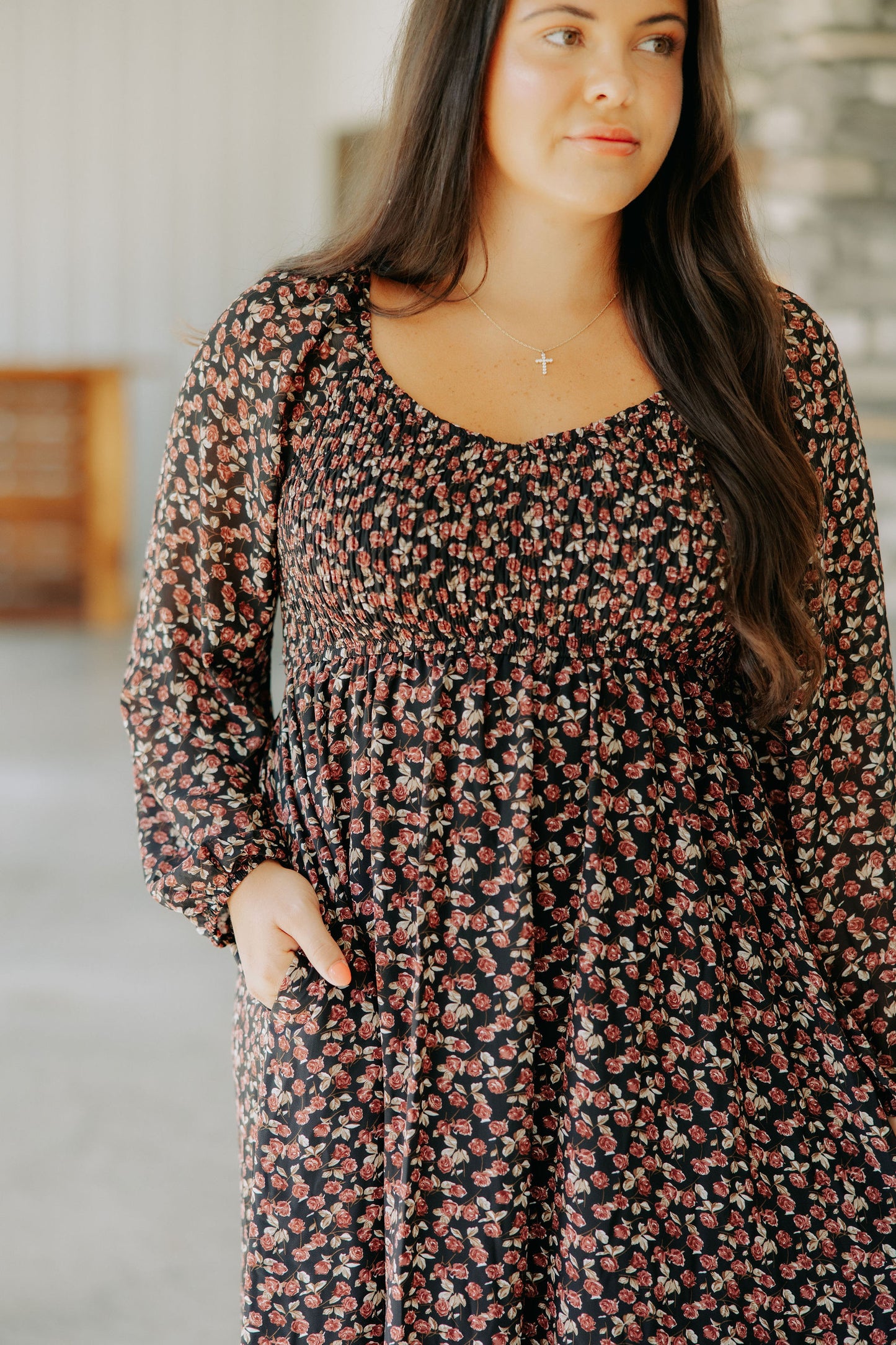Black Vintage Floral Dress