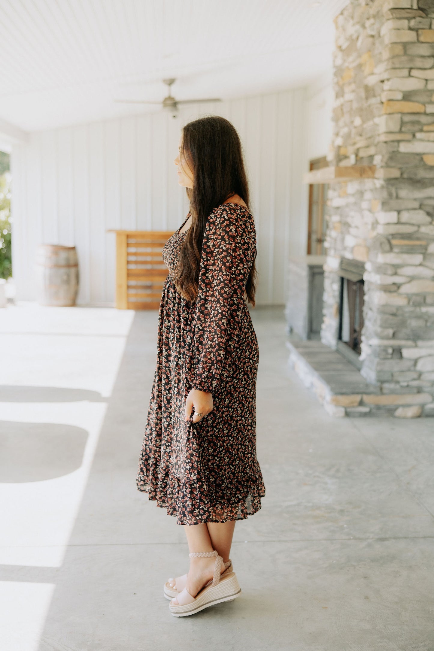 Black Vintage Floral Dress
