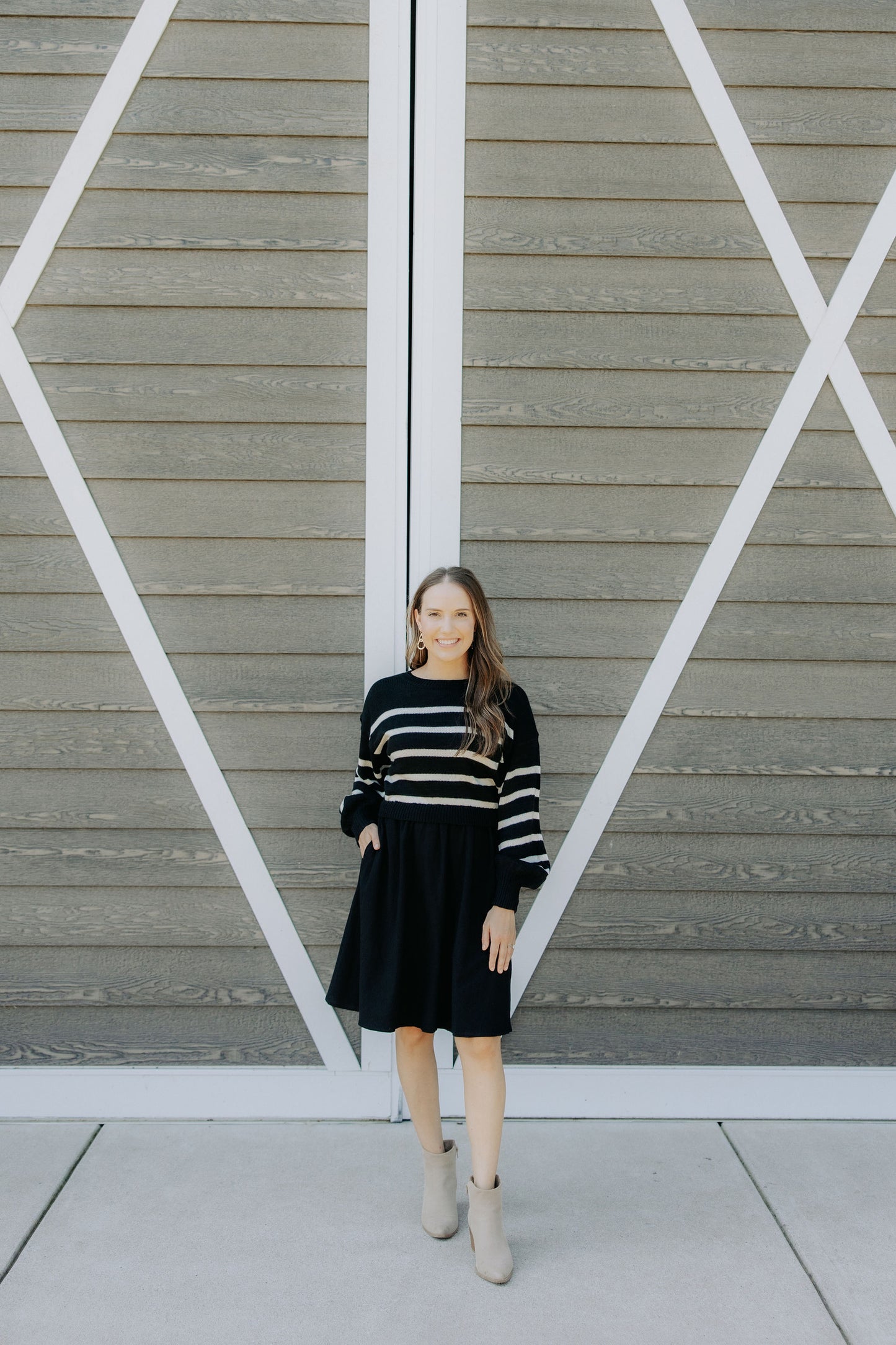 Black Stripe Sweater Dress