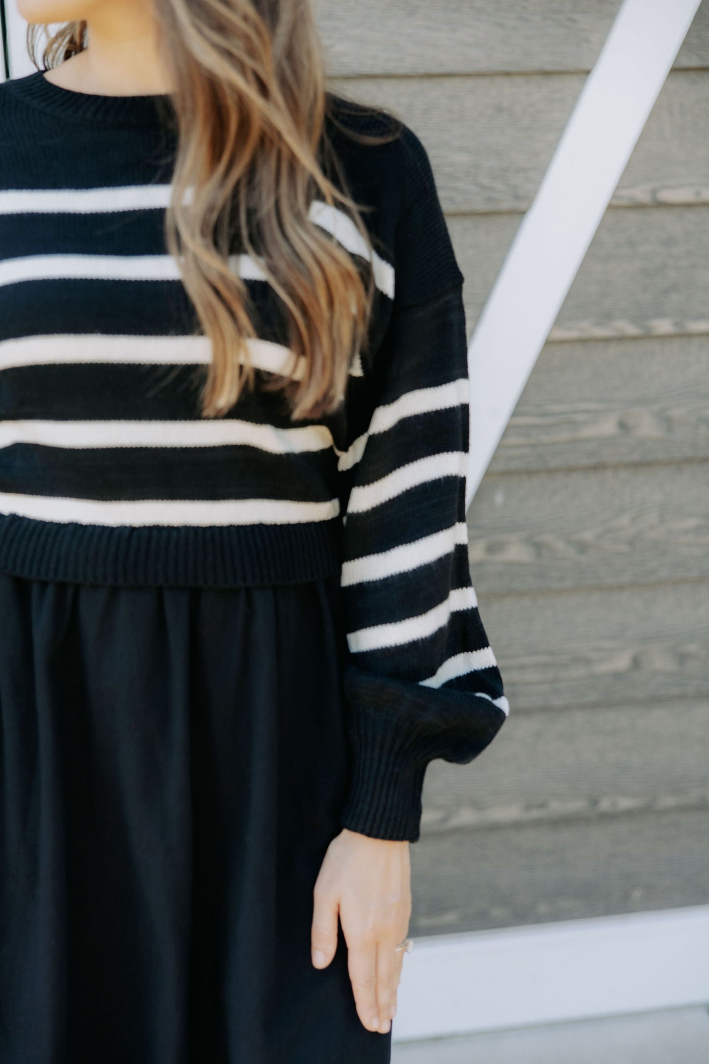 Black Stripe Sweater Dress