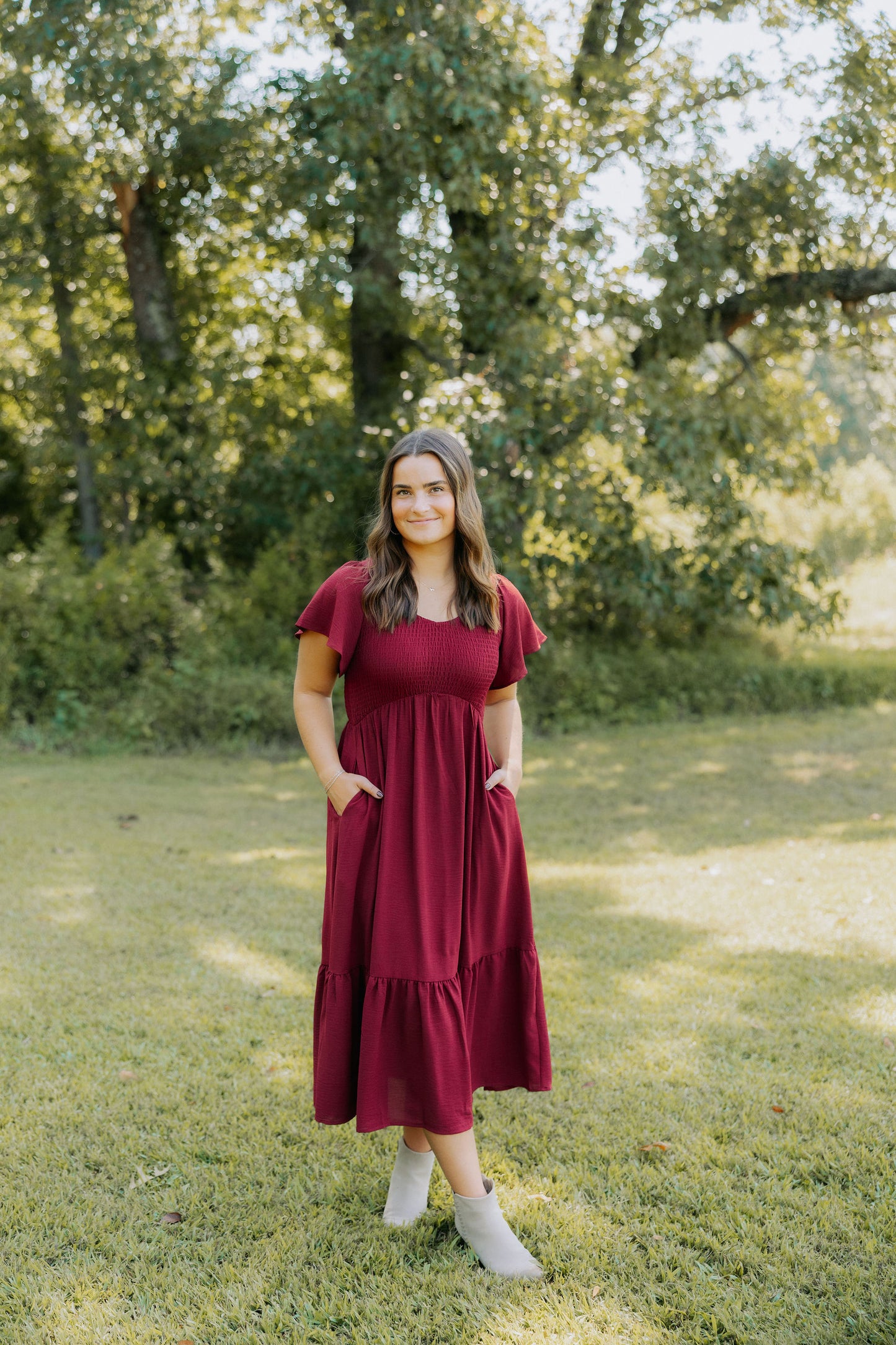 Maroon Smocked Dress