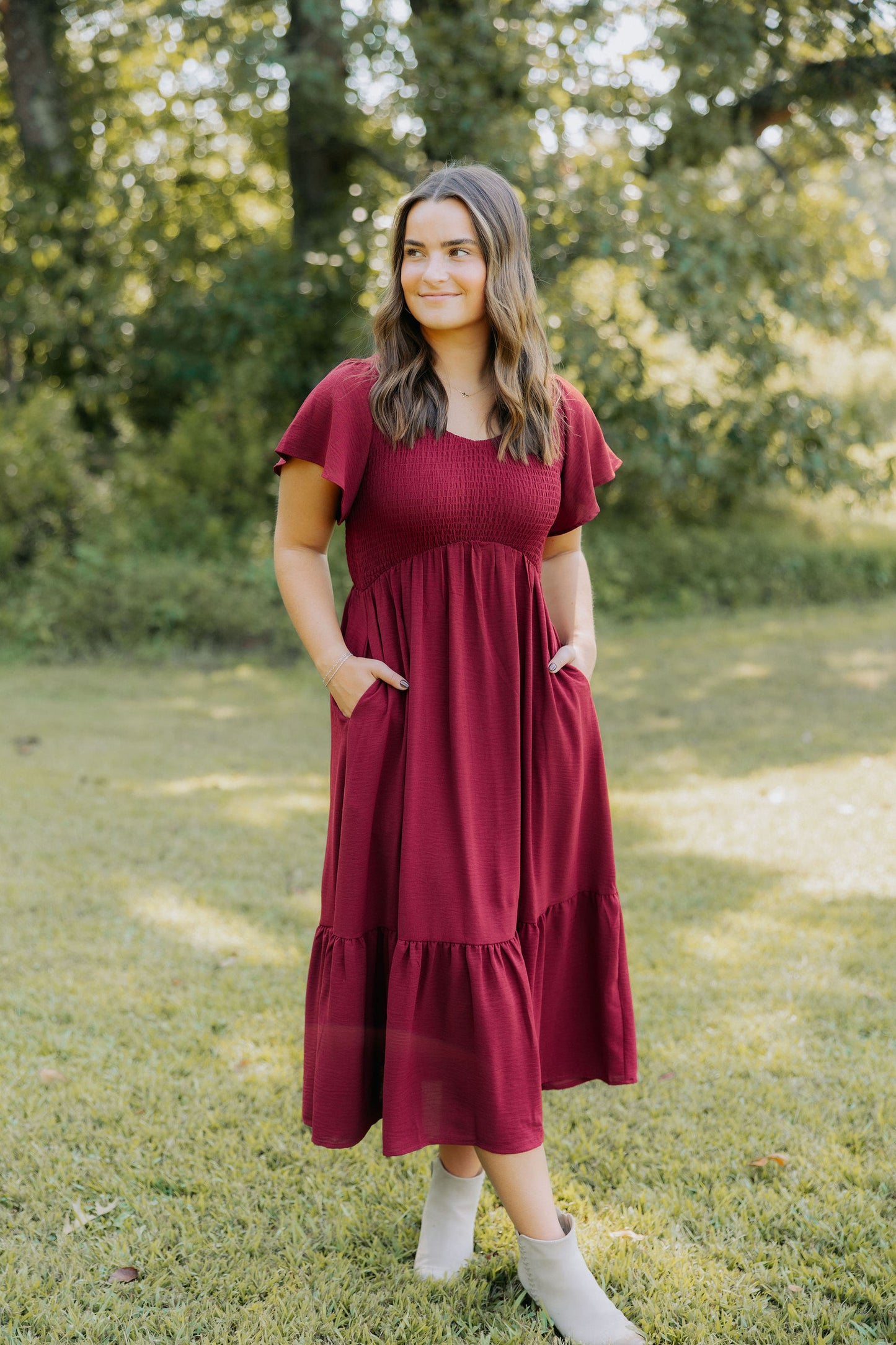 Maroon Smocked Dress