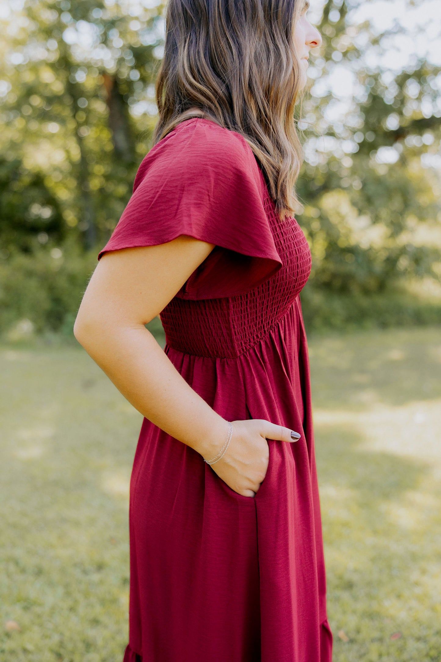 Maroon Smocked Dress