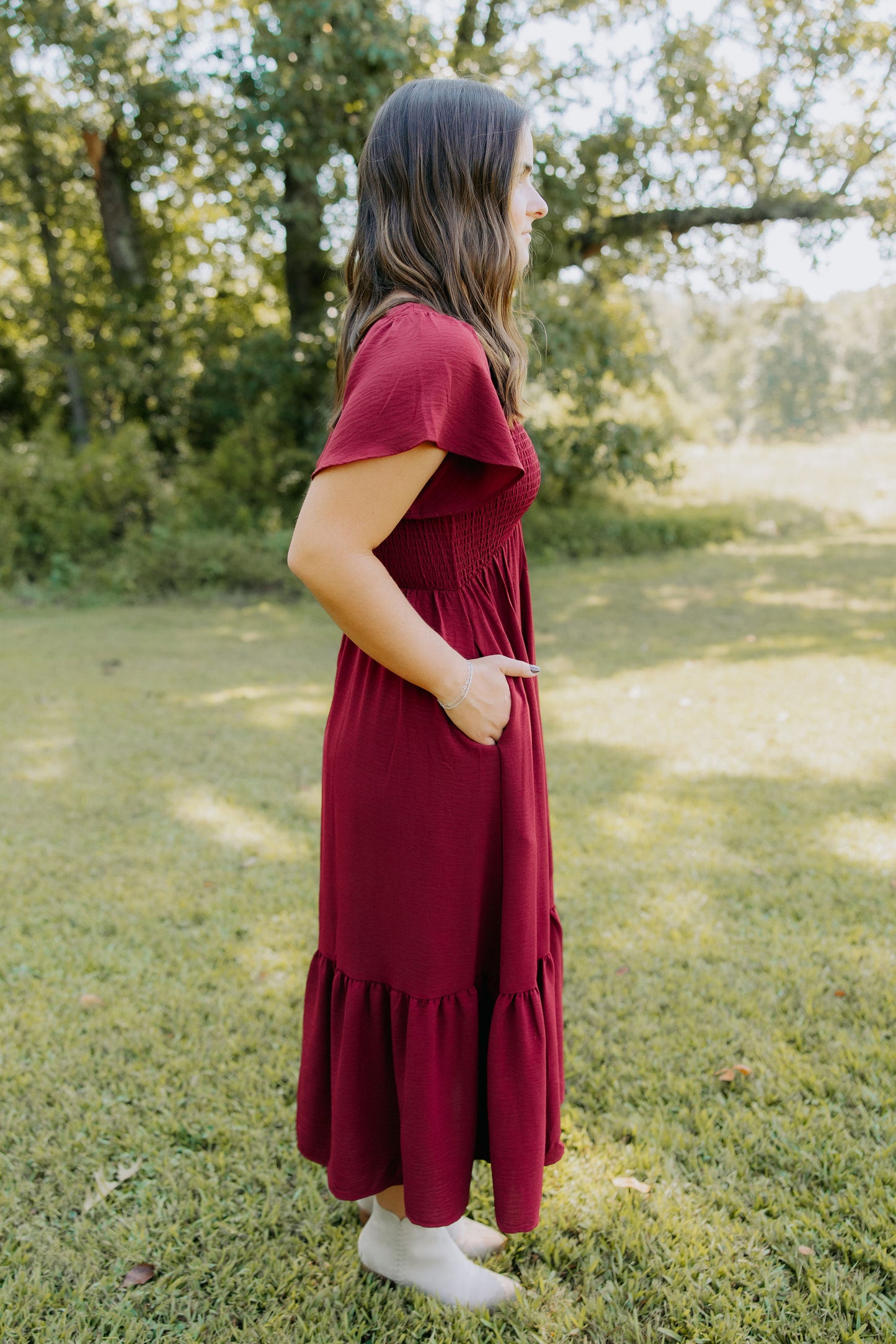 Maroon Smocked Dress