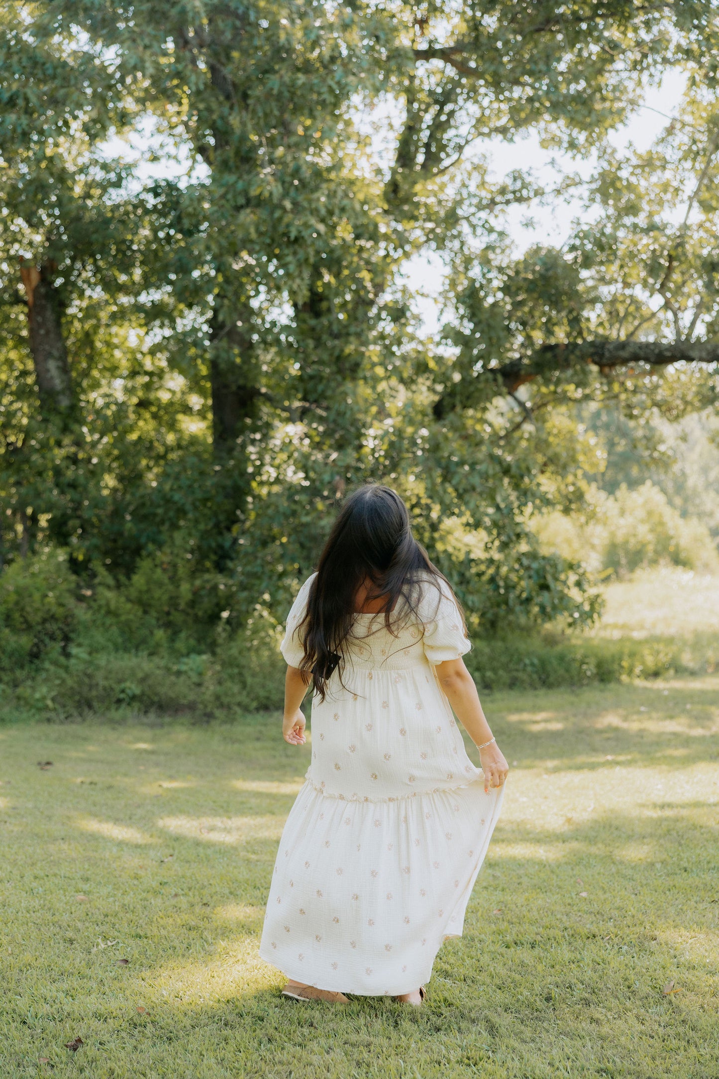 Beige Floral Embroidered Maxi