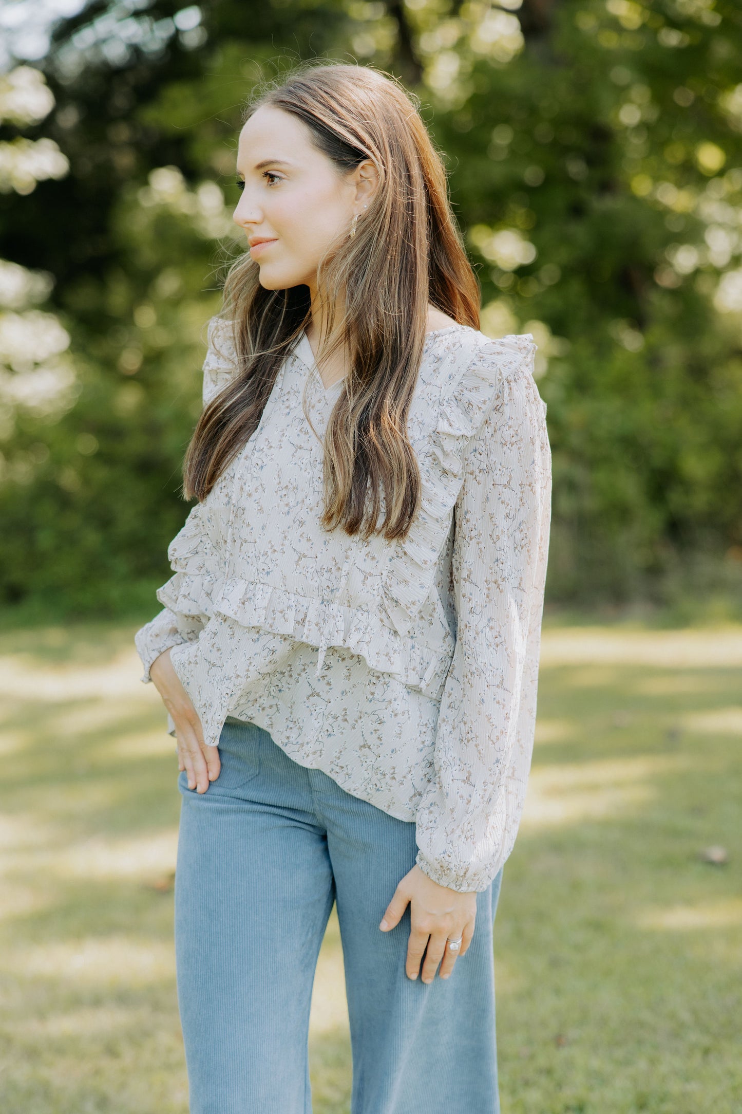 Taupe Floral Blouse