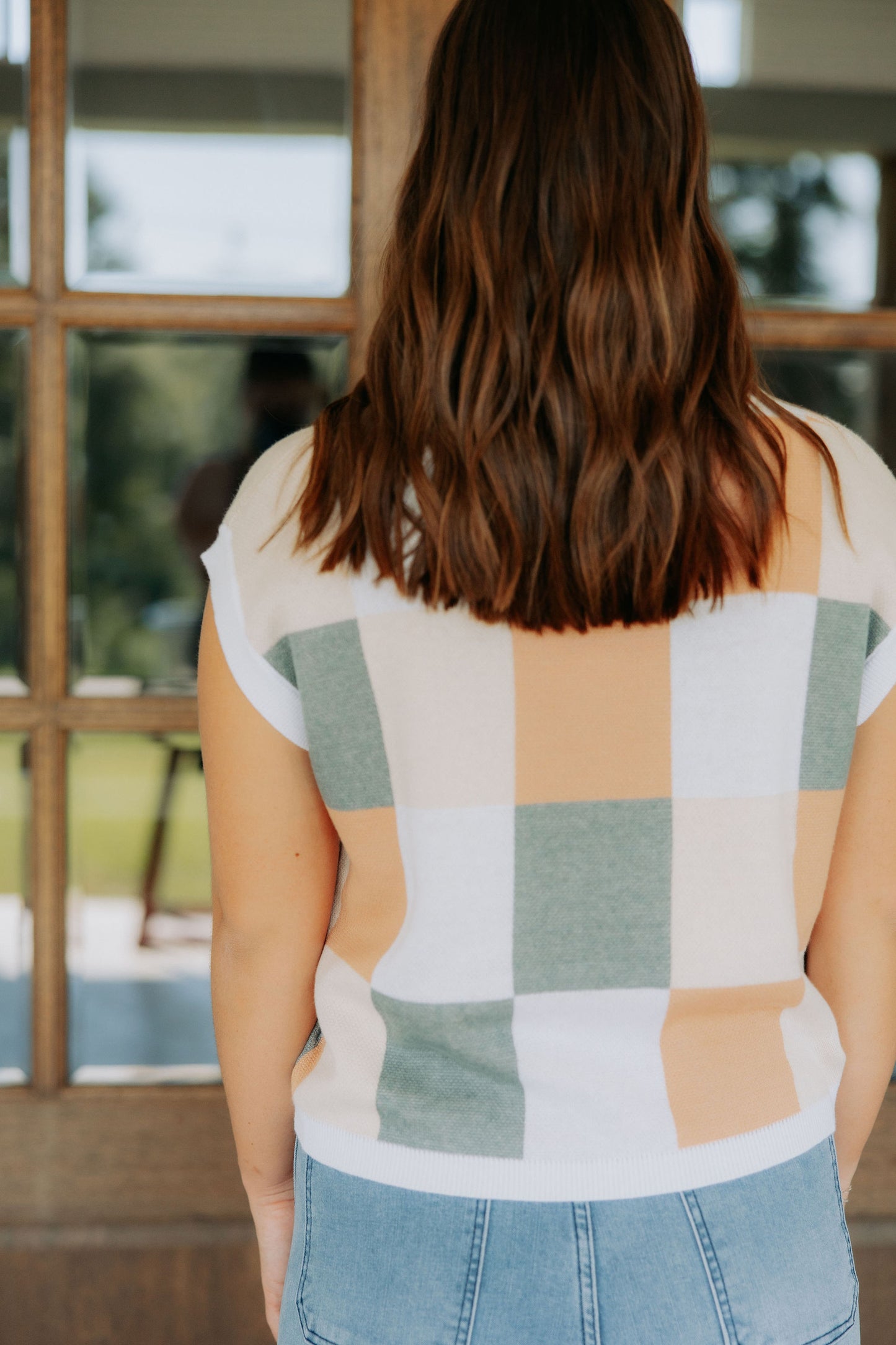 Orange Checkered Sweater Tee