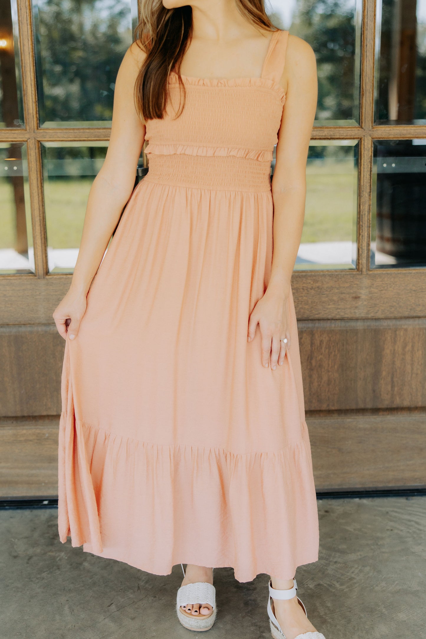 Sienna Smocked Ruffle Midi Dress