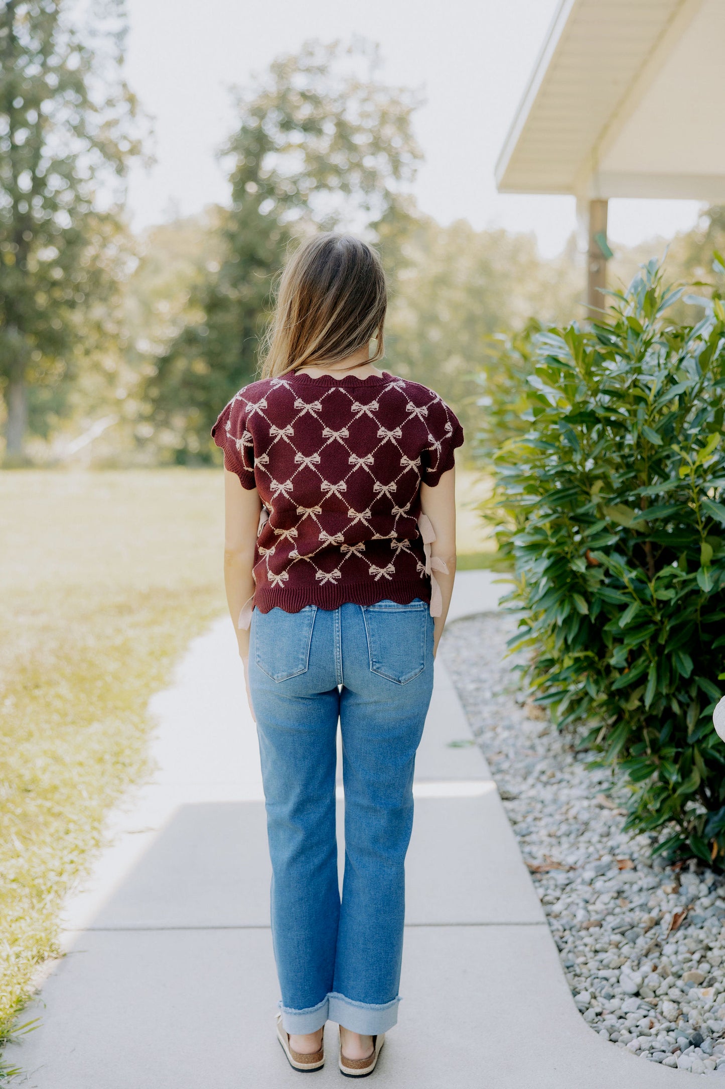 Burgundy Bow Sweater Top
