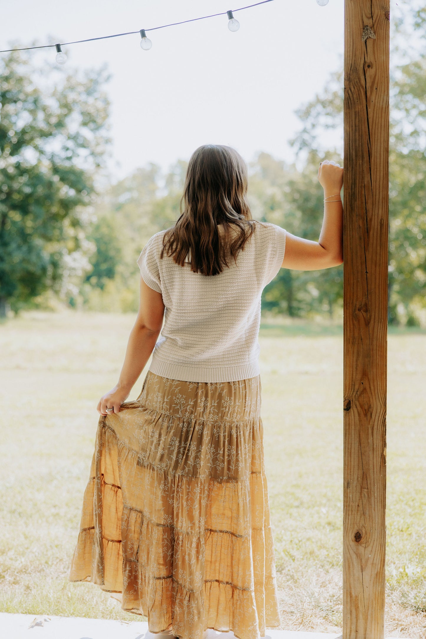 Camel Floral Skirt