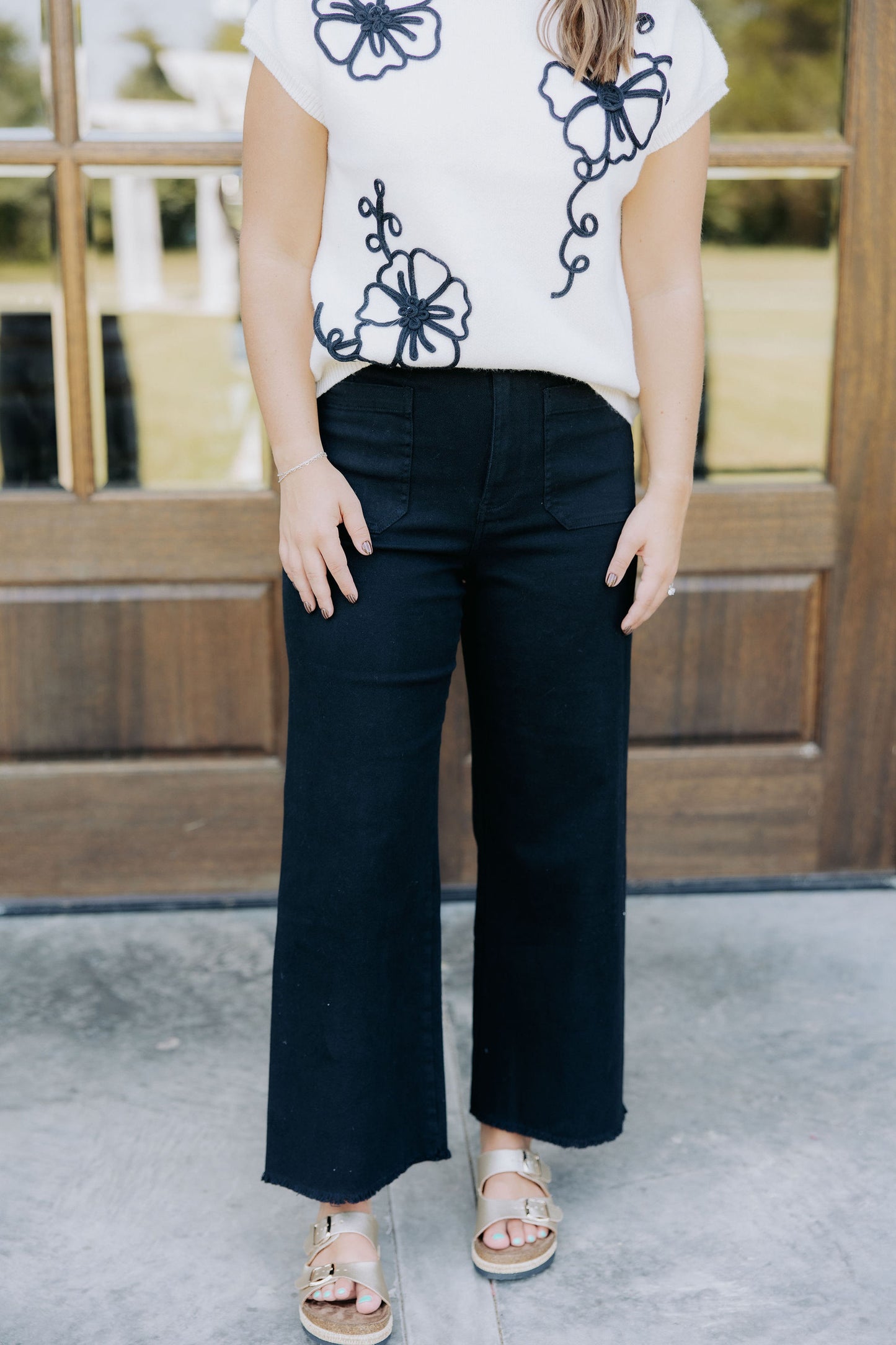 Mock Neck Floral Knit Top