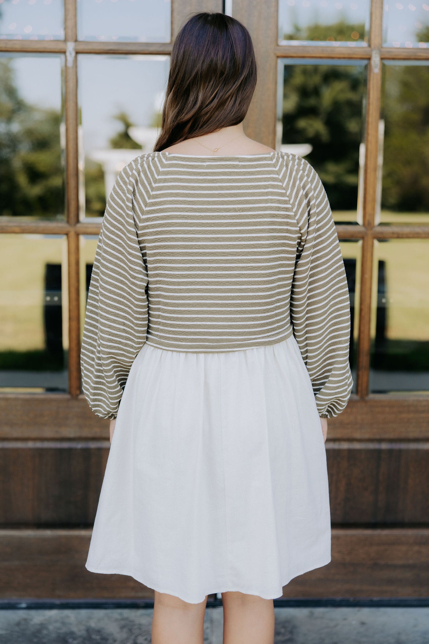 Olive Striped L/S Mini Dress