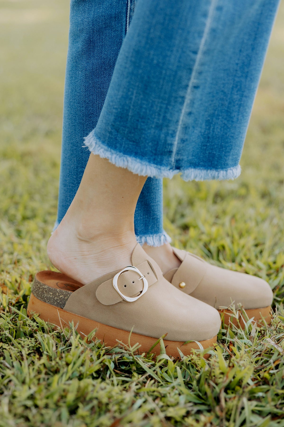 Suede Platform Slides