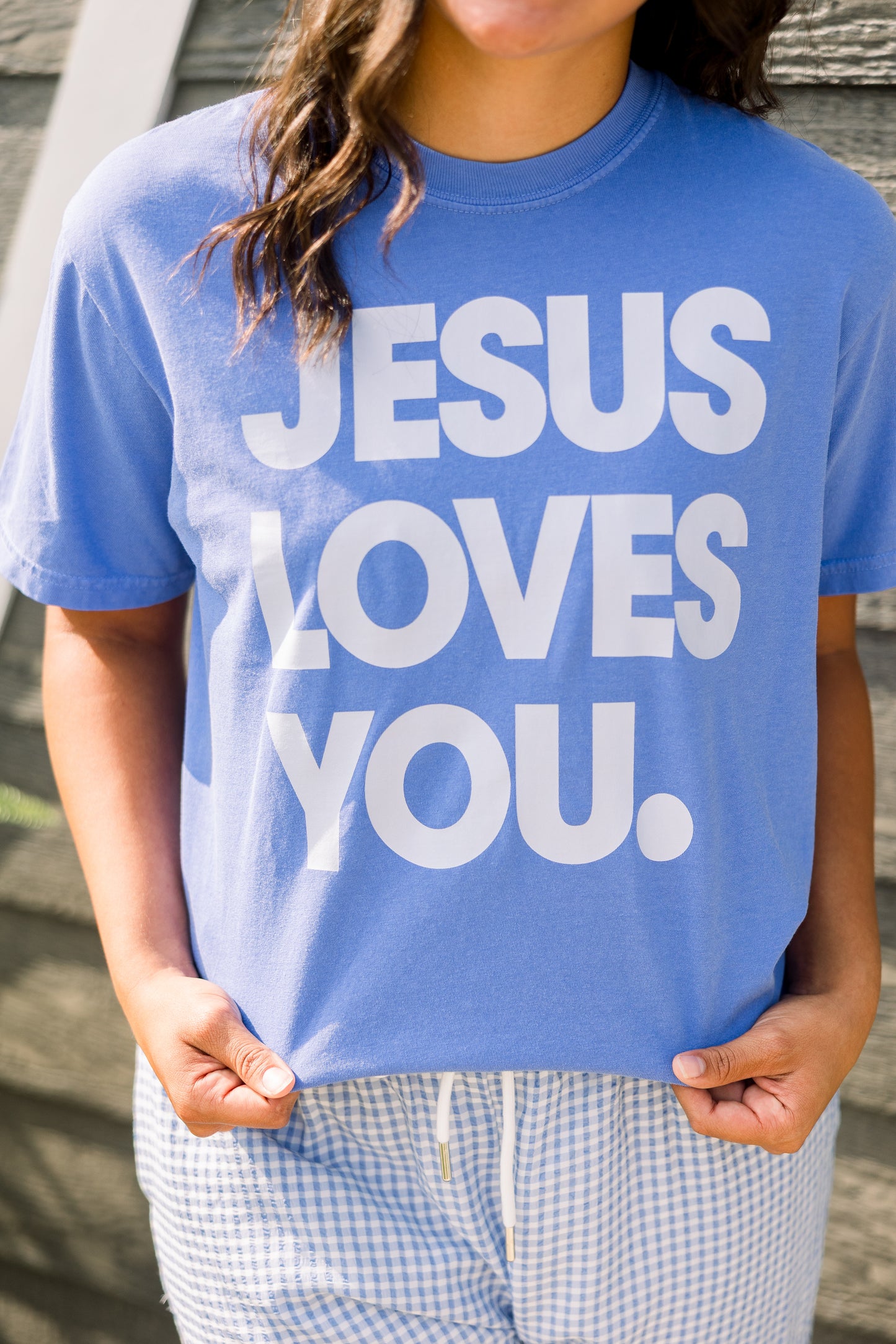 Blue Jesus Loves You Tee