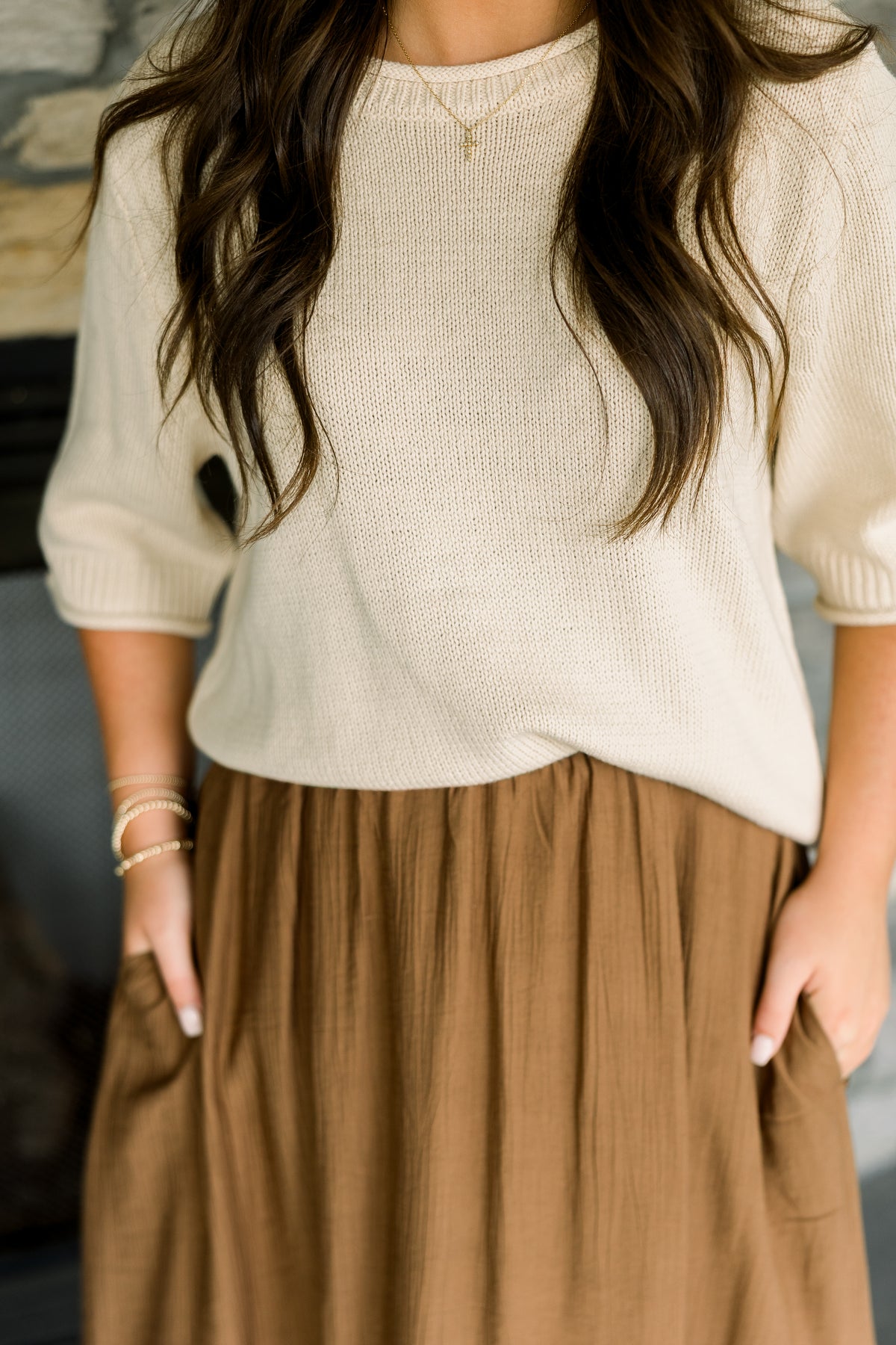 Cream Sweater Tee