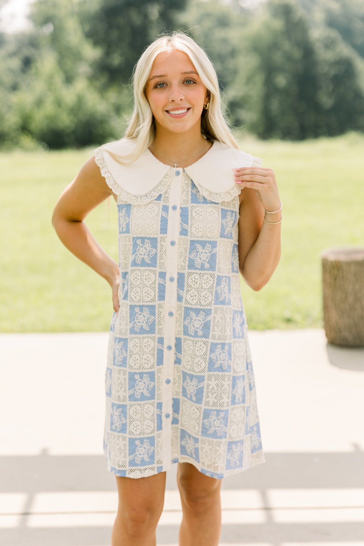 Lace Patchwork Collar Dress