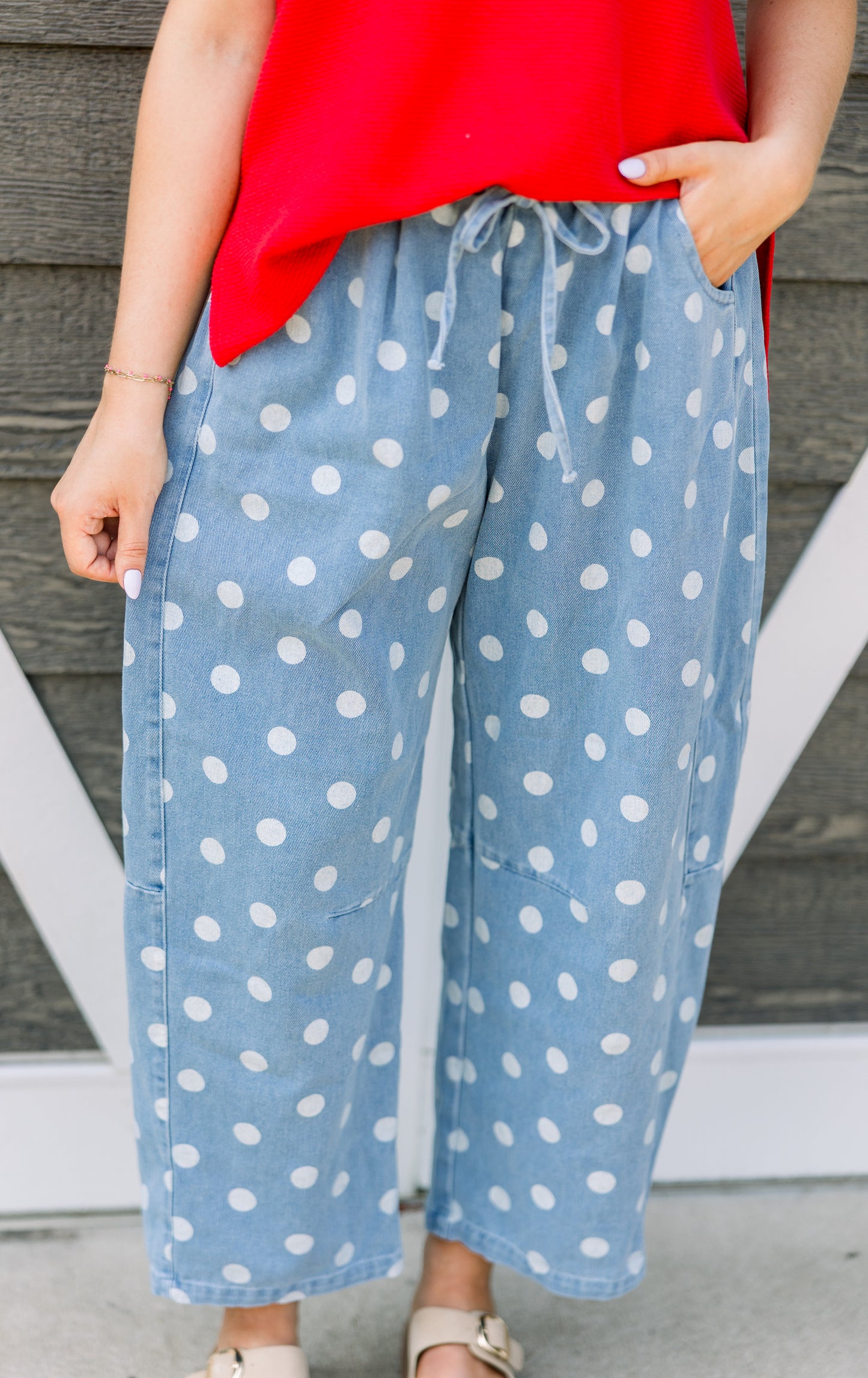 Polka Dot Barrel Denim