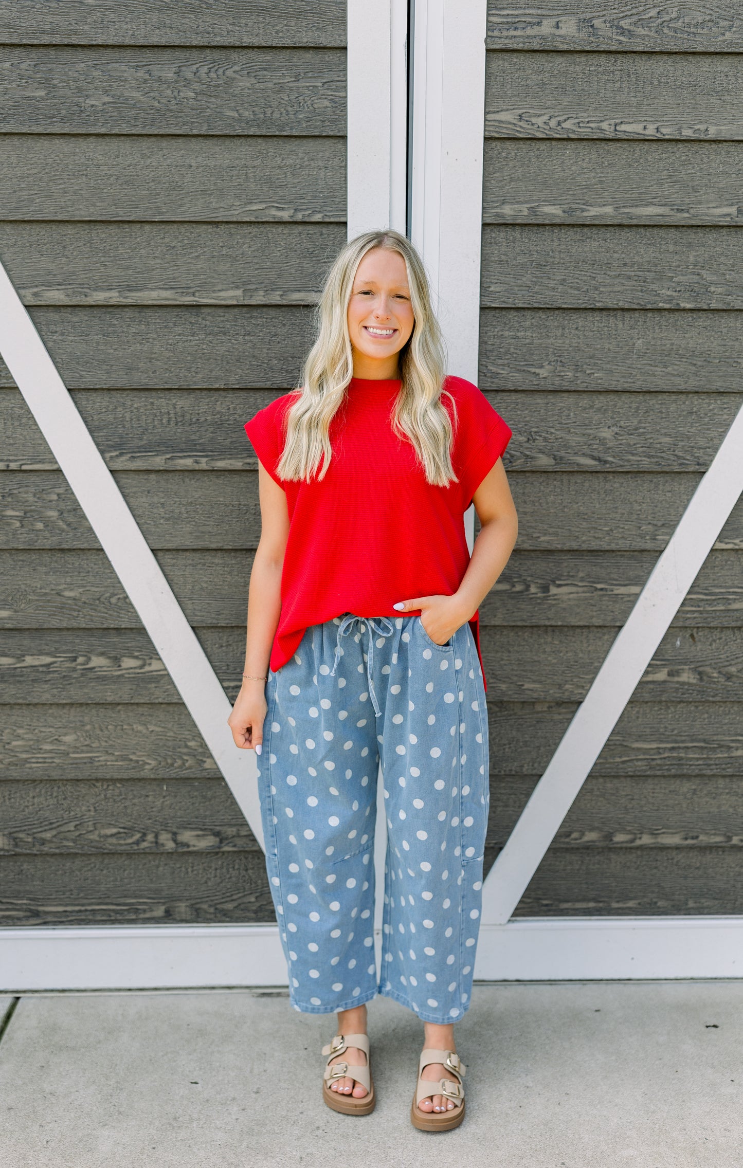 Polka Dot Barrel Denim
