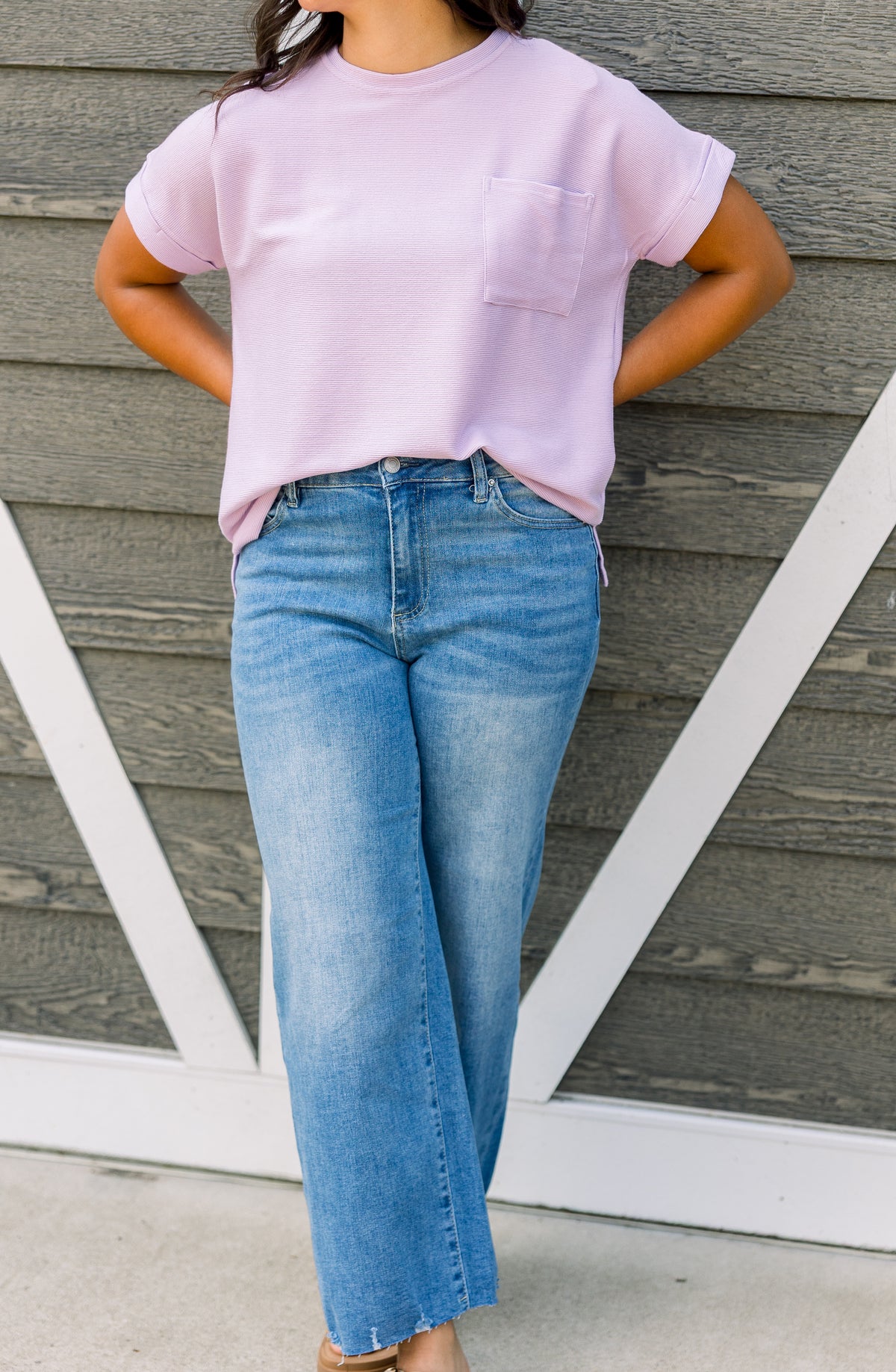Wide Leg Raw Hem Crop Denim