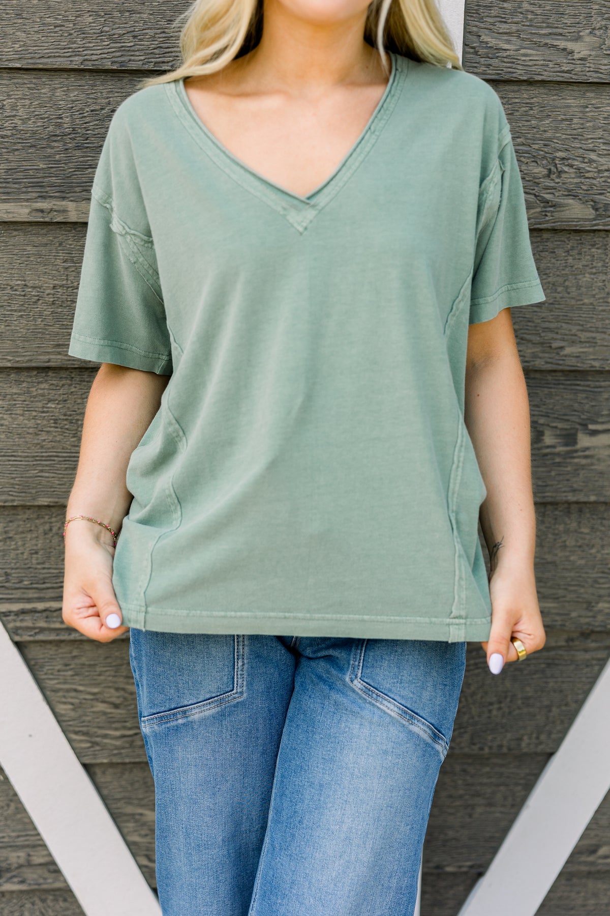 Sage Raw Hem Tee